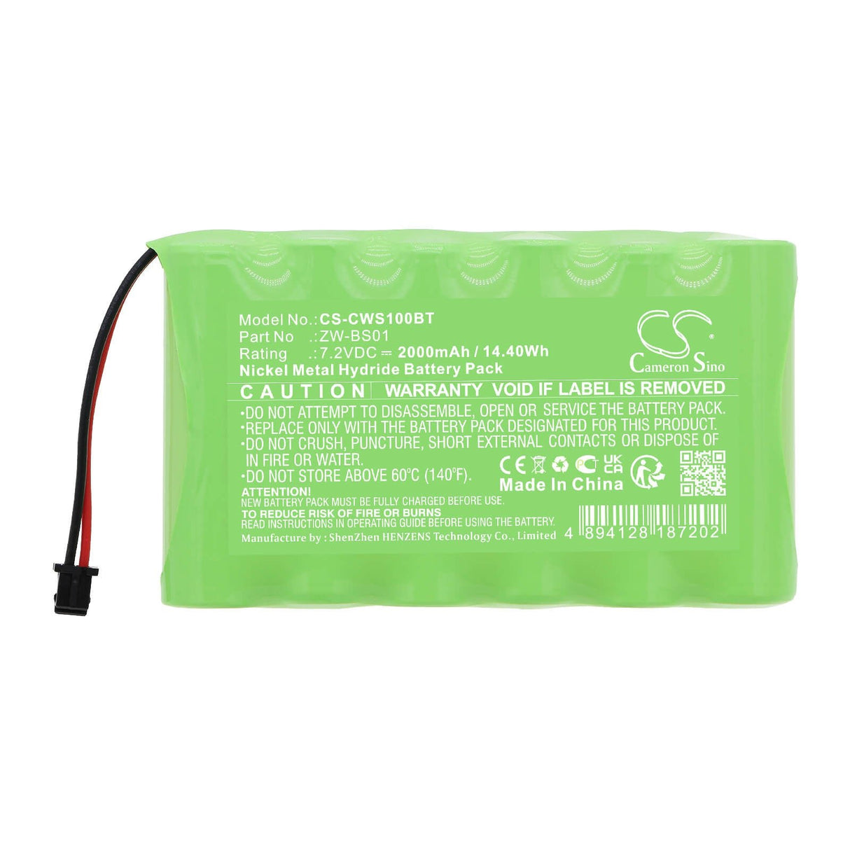 7.2v, Ni-mh, 2000mah, Alarm Battery Fits 6MR2300AAH4Z, Caddx, Zerowire Control Panel, 14.40wh Alarm System Cameron Sino Technology Limited