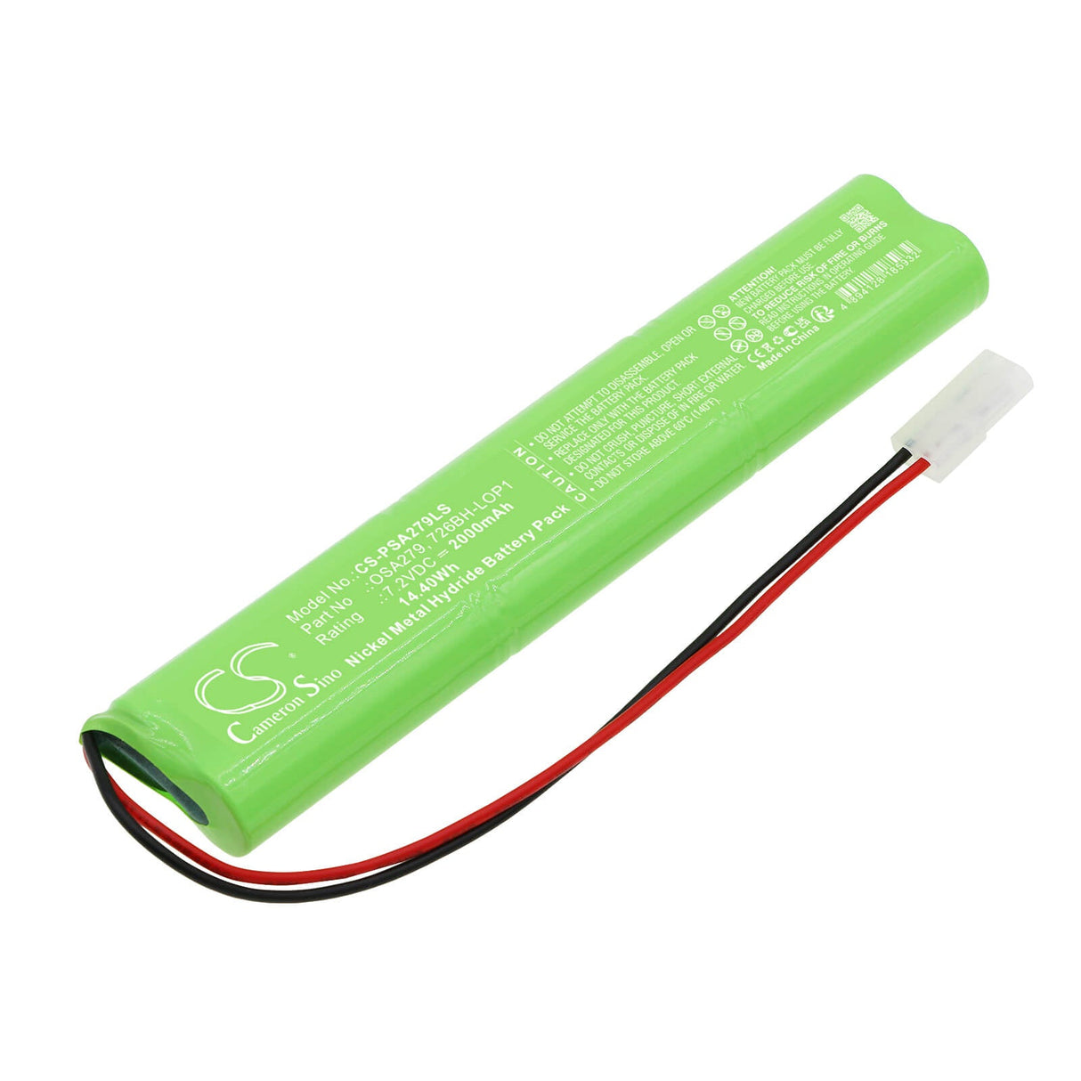 7.2V, Ni-MH, 2000mAh, Emergency Lighting battery fits Powersonic, 726bh-lop1, A6090-2, 14.40Wh Emergency Lighting Cameron Sino Technology Limited