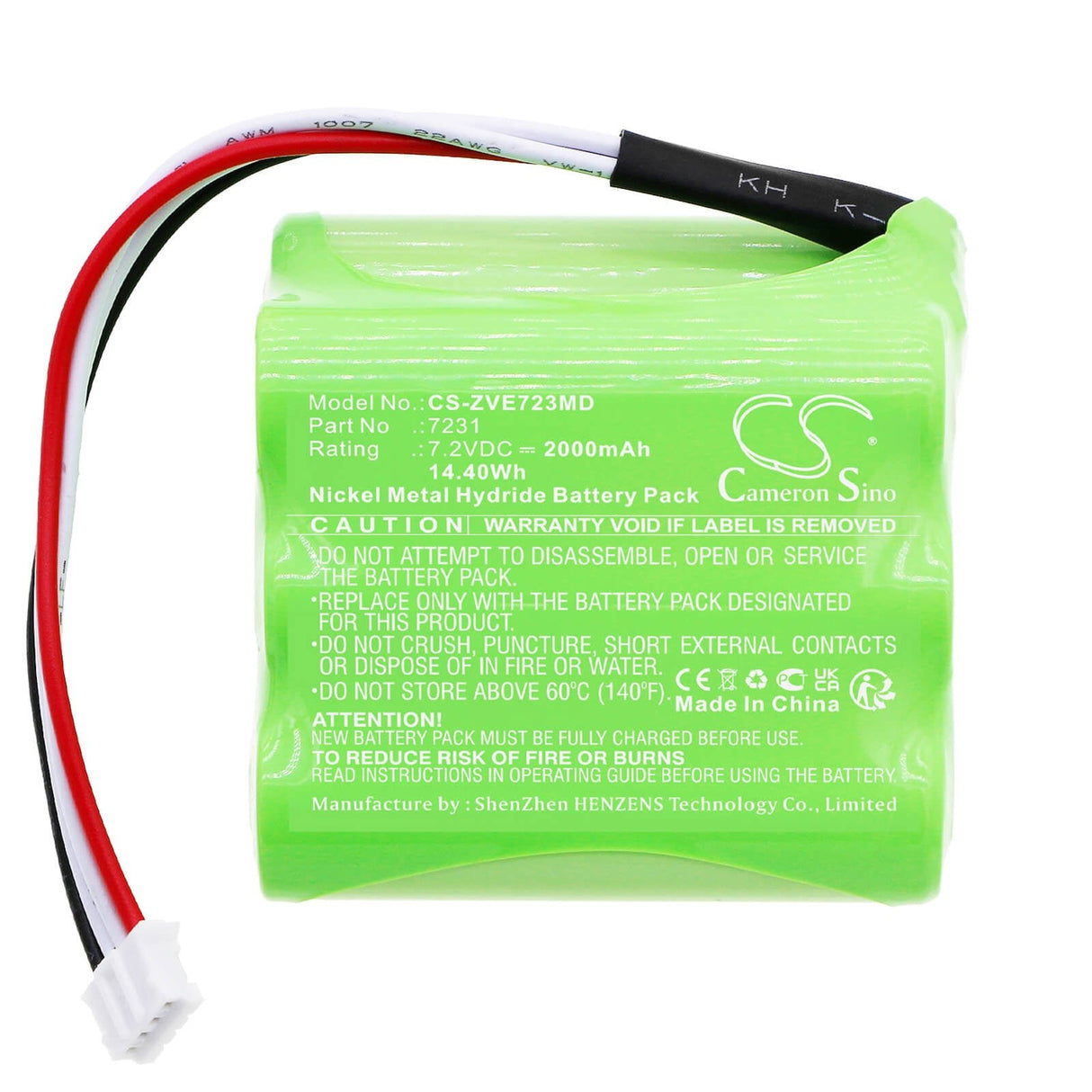 7,2V, Ni-MH, 2000mAh, Batterie médicale compatible avec Zevex, 7231, Enteralite, 14,40Wh Medical Cameron Sino Technology Limited (Médical)