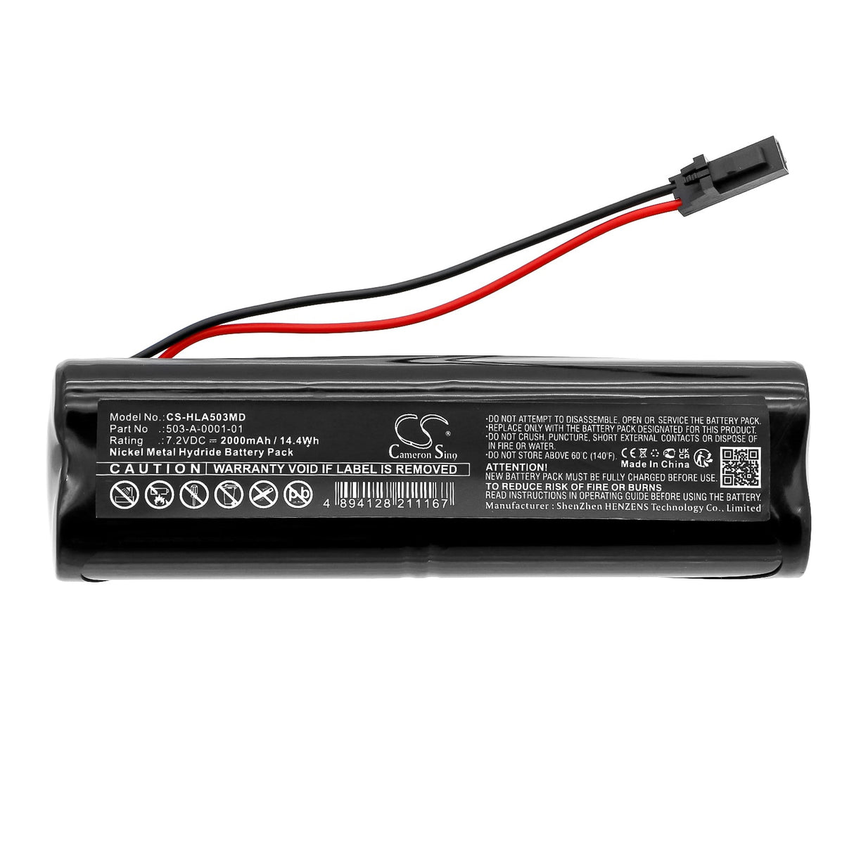 7.2V, Ni-MH, 2000mAh, Batterie médicale compatible avec Hill-rom, Active Care Dtv, 14.4Wh Medical Cameron Sino Technology Limited (Médical)