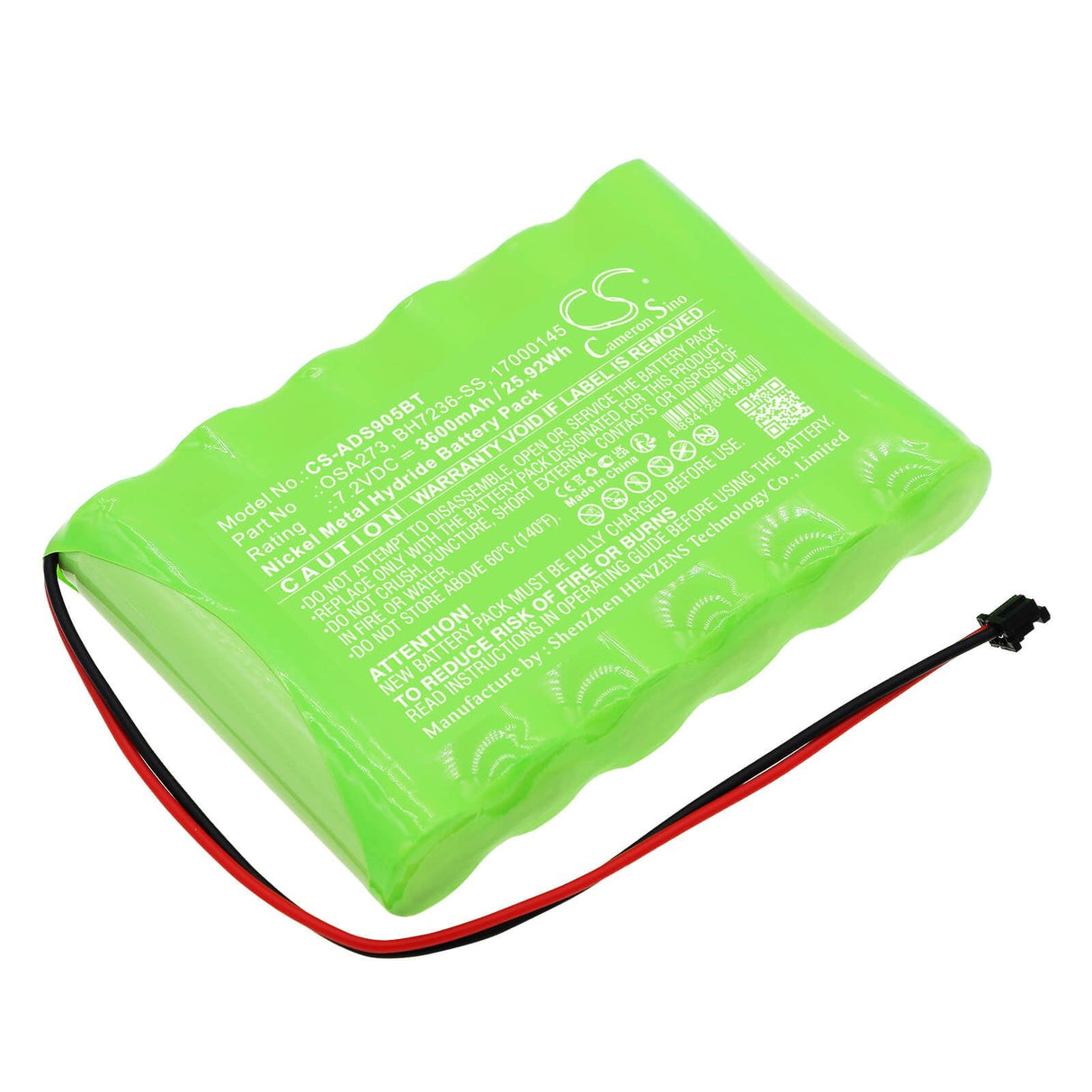 7.2v, Ni-mh, 3600mah, Alarm Battery Fits Dsc, Impassa Scw9055 Self-contained, 25.92wh Alarm System Cameron Sino Technology Limited