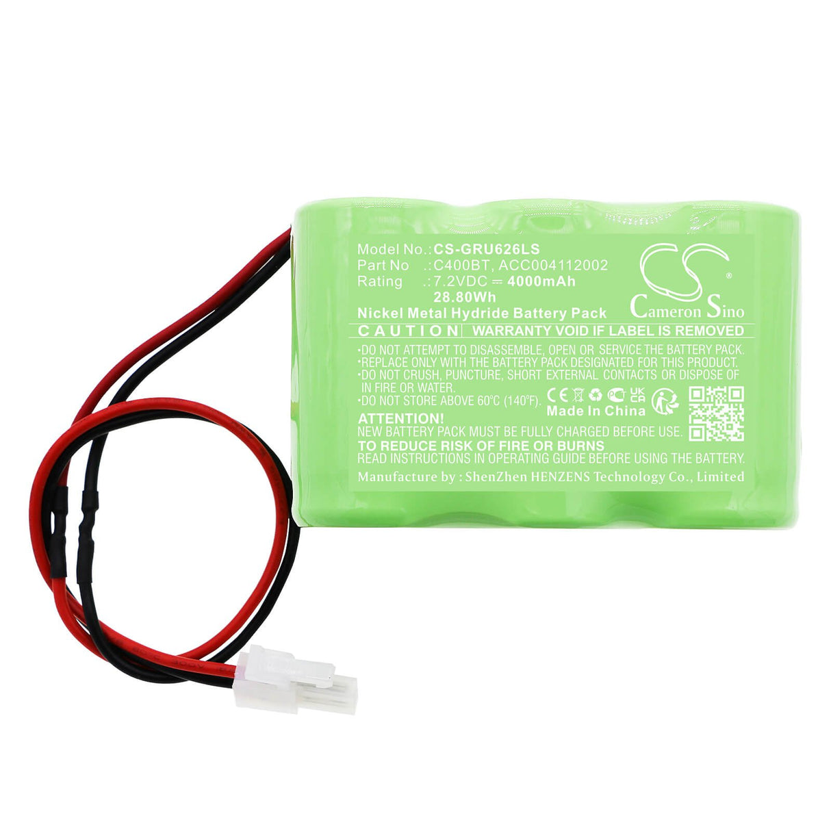 7.2V, Ni-MH, 4000mAh, Batterie d'éclairage d'urgence compatible avec Legrand, Acc004112002, 62632, 660975, 28.80Wh Éclairage d'urgence Cameron Sino Technology Limited