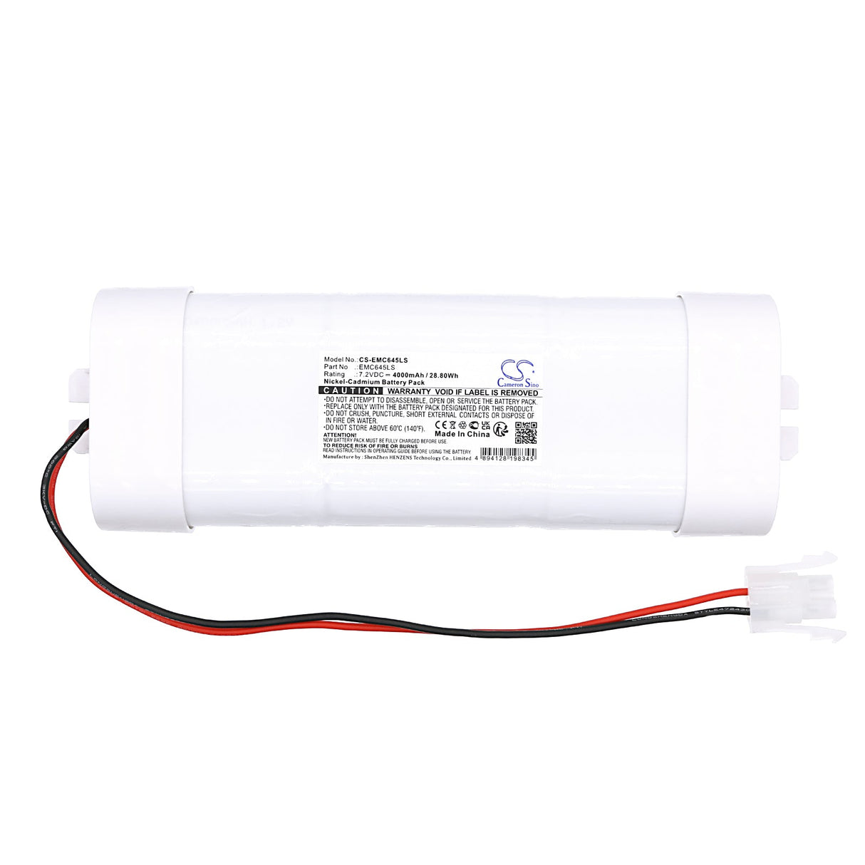 7.2V, Ni-MH, 4000mAh, Batterie d'éclairage d'urgence 6DH4-5LC5-GL125R-EC, 28.8Wh Éclairage d'urgence Cameron Sino Technology Limited