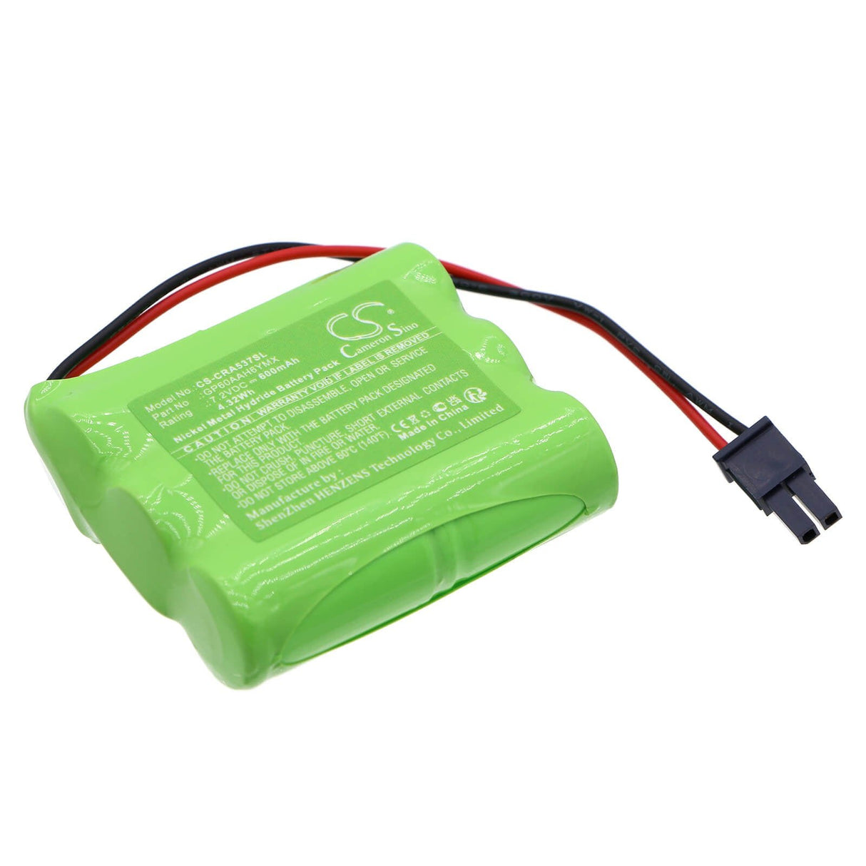 7.2V, Ni-MH, 600mAh, Siren Alarm battery fits Cobra, Gp60aah6ymx, 5370, 5370 Alarm Sounder, 4.32Wh Siren Alarm Cameron Sino Technology Limited