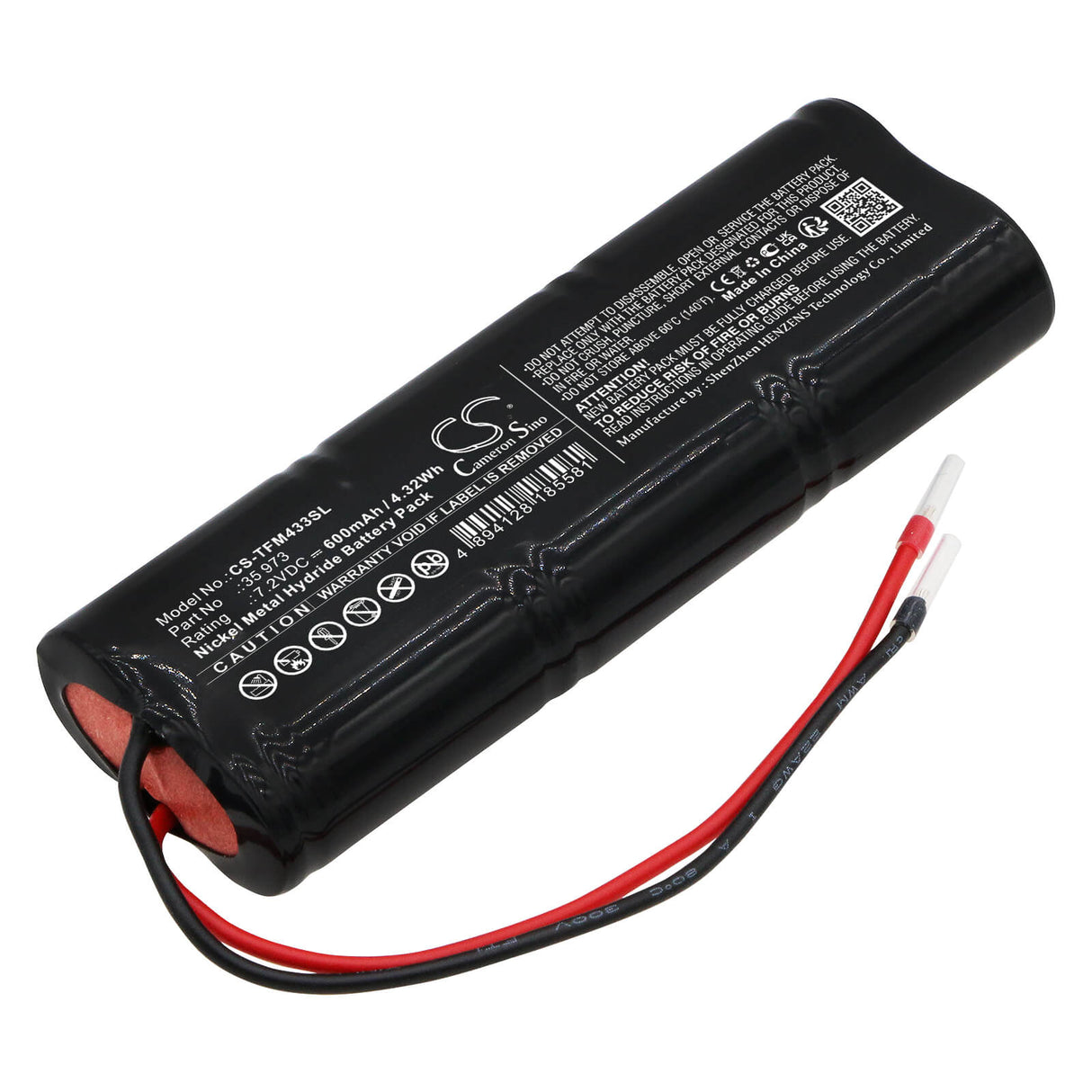 7.2V, Ni-MH, 600mAh, batterie d'éclairage de secours compatible avec Telenot, 35 973, 35 973, 6/n-270aa, 4.32Wh Éclairage de secours Cameron Sino Technology Limited