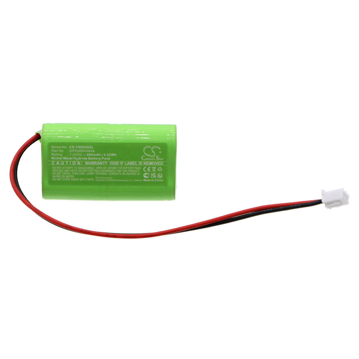 7.2v, Ni-mh, 600mah, Alarm Battery Fits Texecom, Bell Box Sounder, Odyssey Extended Life Siren Al, 4.32wh Alarm System Cameron Sino Technology Limited