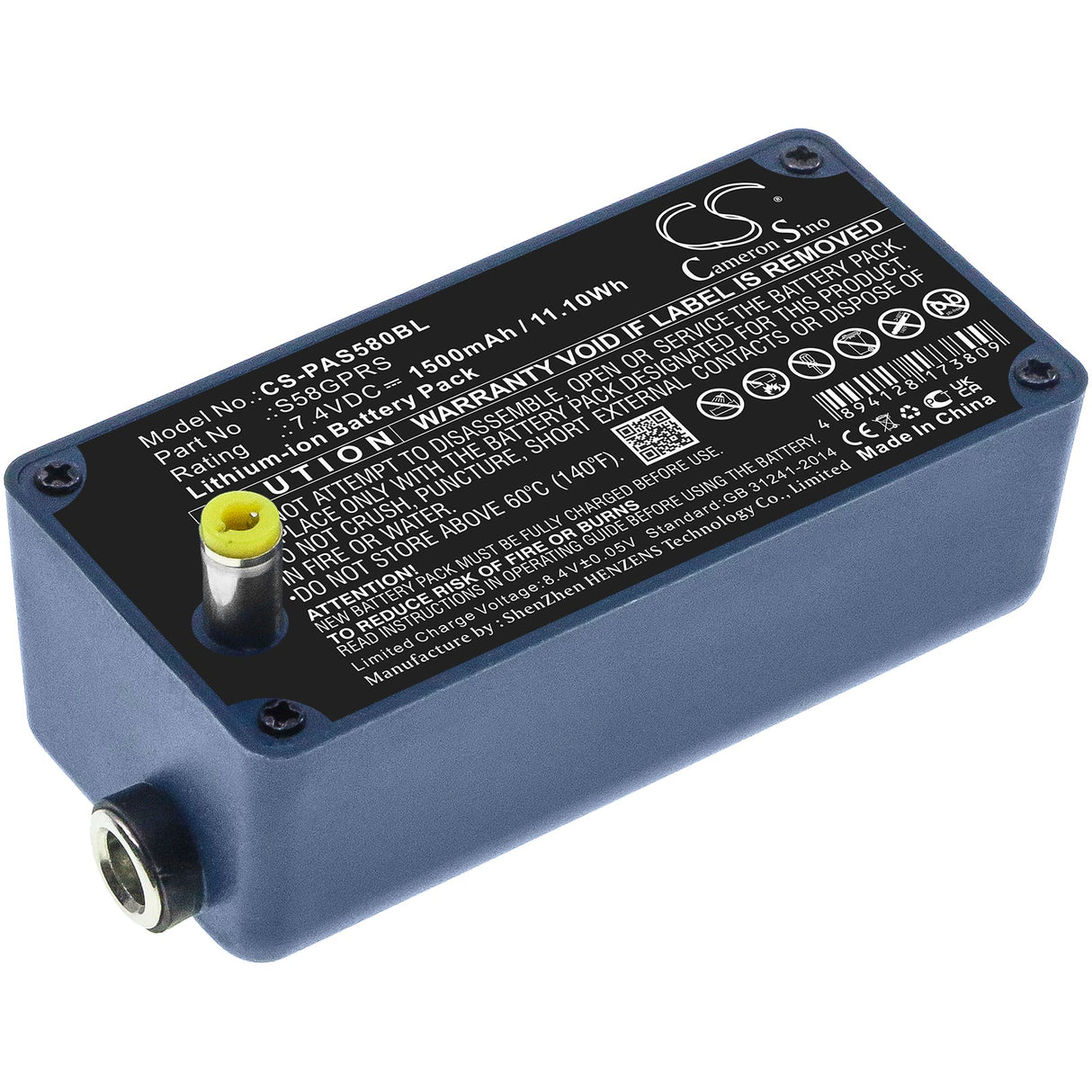 7.4V, Li-ion, 1500mAh, Payment Terminal battery fits Pax, S58gprs, S58, 11.10Wh Payment Terminal Cameron Sino Technology Limited