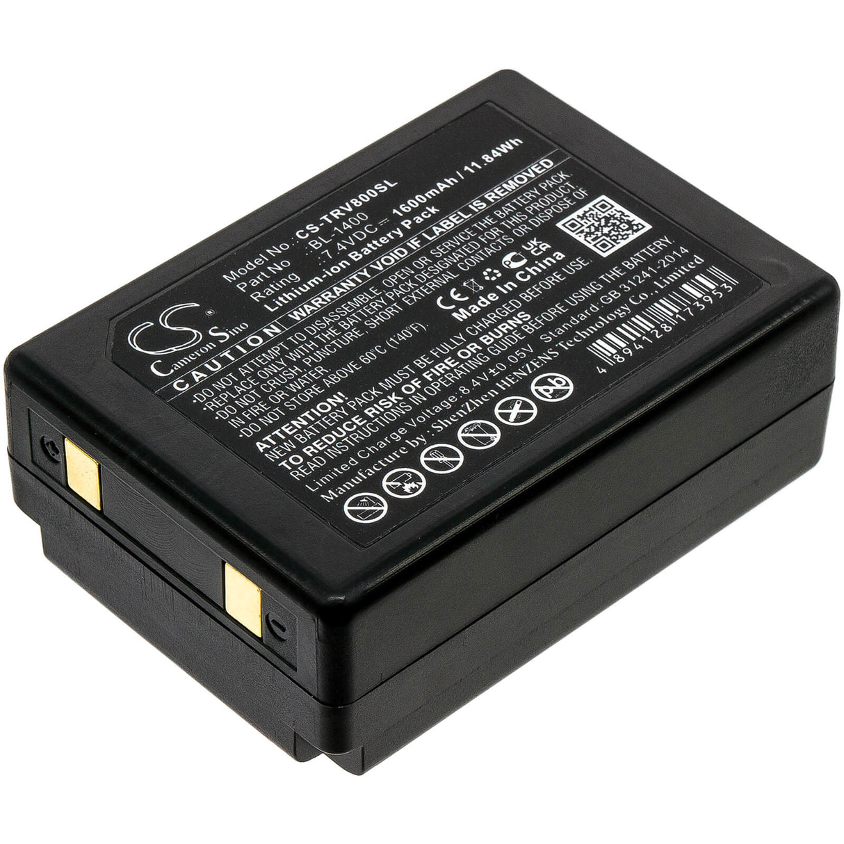 7.4V, Li-ion, 1600mAh, Batterie d'équipement compatible avec Hi-target, Bl-1400, V10RTK, V8, 11.84Wh Équipement, Enquête, Test Cameron Sino Technology Limited