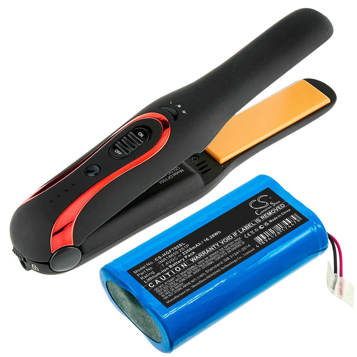 7.4V, Li-ion, 2200mAh, Personal Care battery fits Chi Escape, Inr18650 2s1p, Gf7054, 16.28Wh Personal Care Cameron Sino Technology Limited