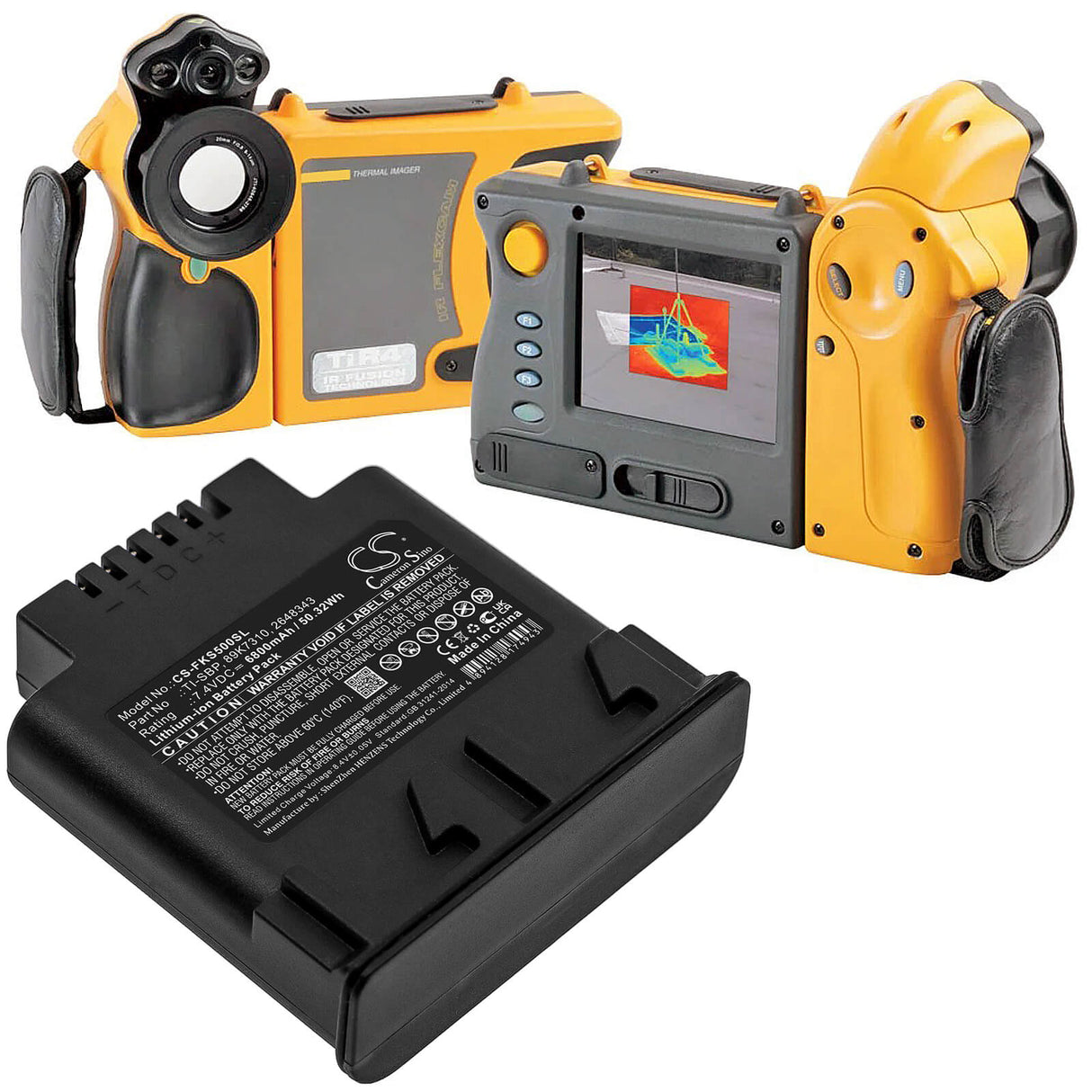 7.4v, 6800mah, Li-ion Thermal camera battery Fit's Fluke, Ir Flexcam, Ir Smart, Ti50ft, 50.32wh Thermal Camera Cameron Sino Technology Limited (Suspended)