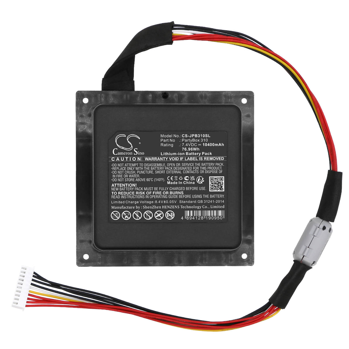 7,4V, Li-ion, 10400mAh, Batterie de haut-parleur pour Jbl, Partybox 310, 76,96Wh Haut-parleur Cameron Sino Technology Limited