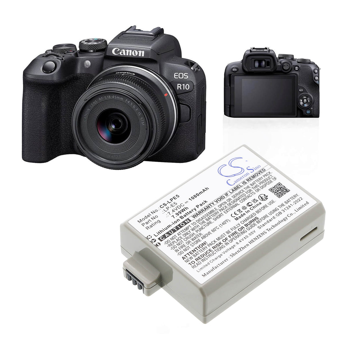 7.4V, Li-ion, 1080mAh, Camera battery fits Canon, Lc-e5, Eos 1000d, Eos 450d, 7.992Wh Camera Cameron Sino Technology Limited (Camera)