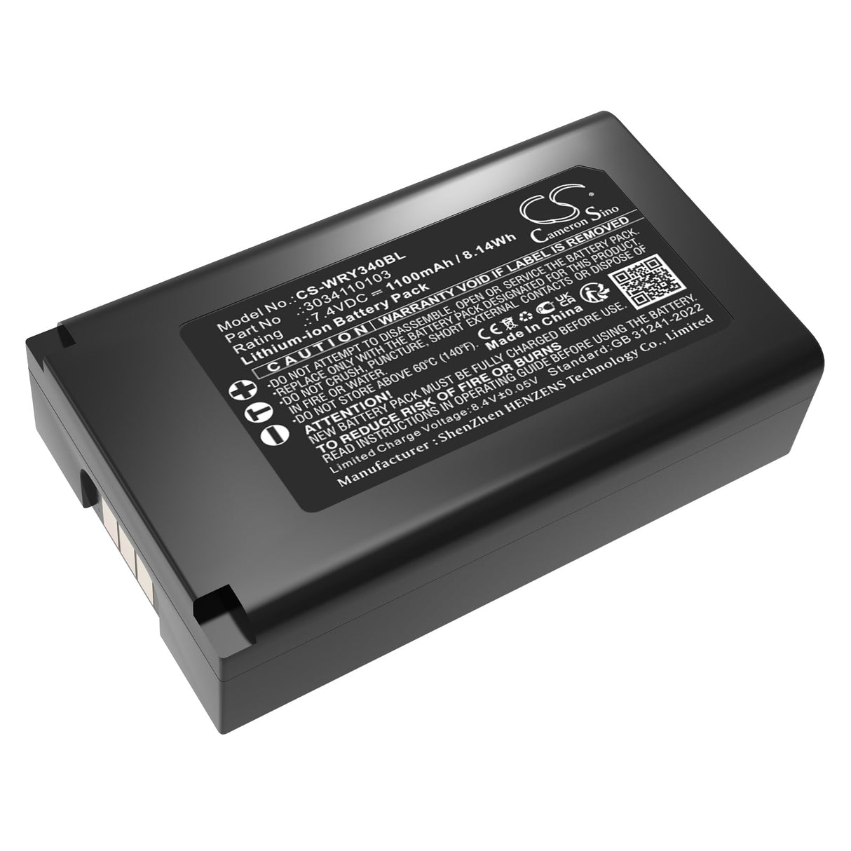 7,4V, Li-ion, 1100mAh, batterie de scanner de code-barres compatible avec Worldline, Yoximo, 8,14Wh Scanner de code-barres Cameron Sino Technology Limited