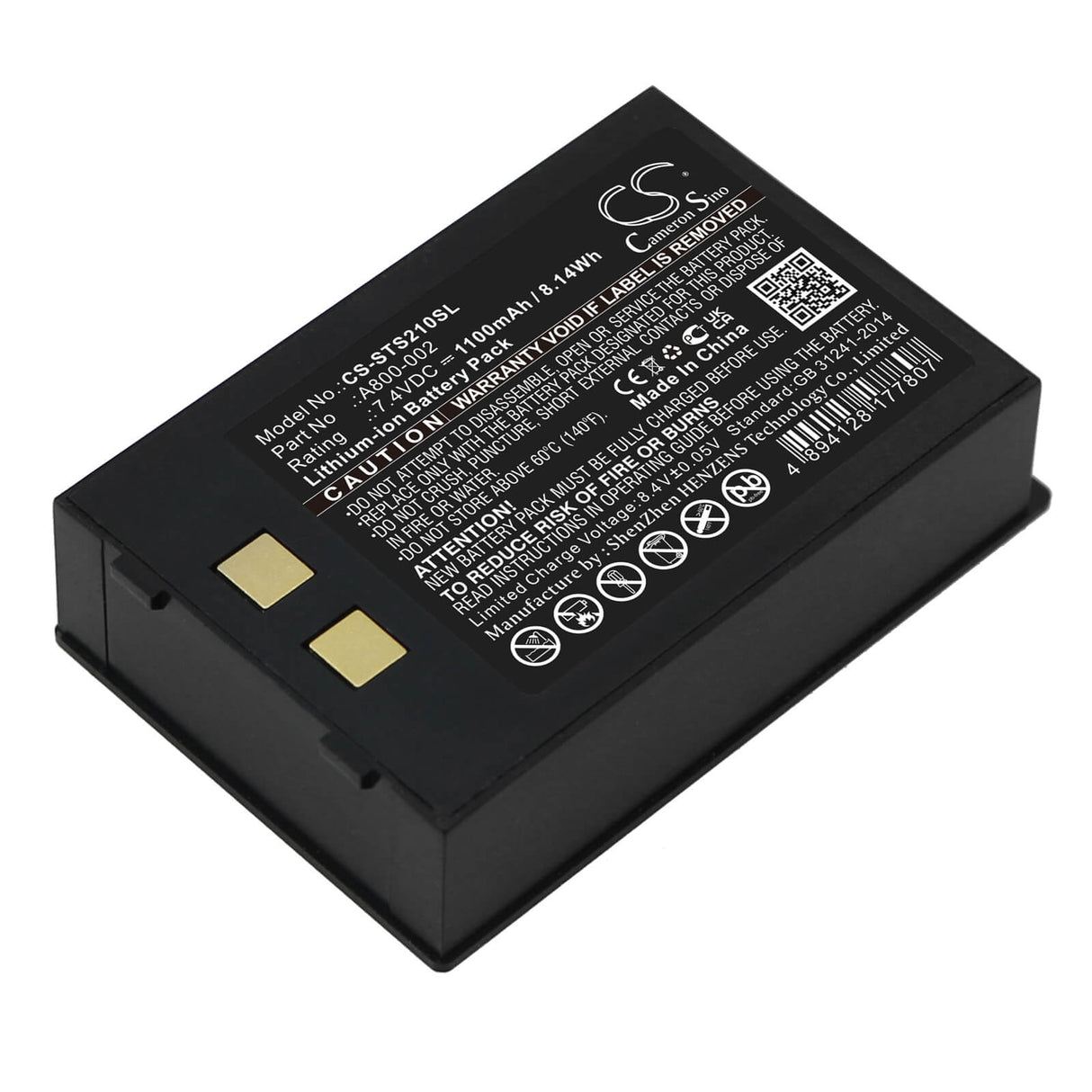 7,4V, Li-ion, 1100mAh, batterie d'imprimante portable compatible avec Star, A800-002, Sm-s210i, 8,14Wh Imprimante portable Cameron Sino Technology Limited