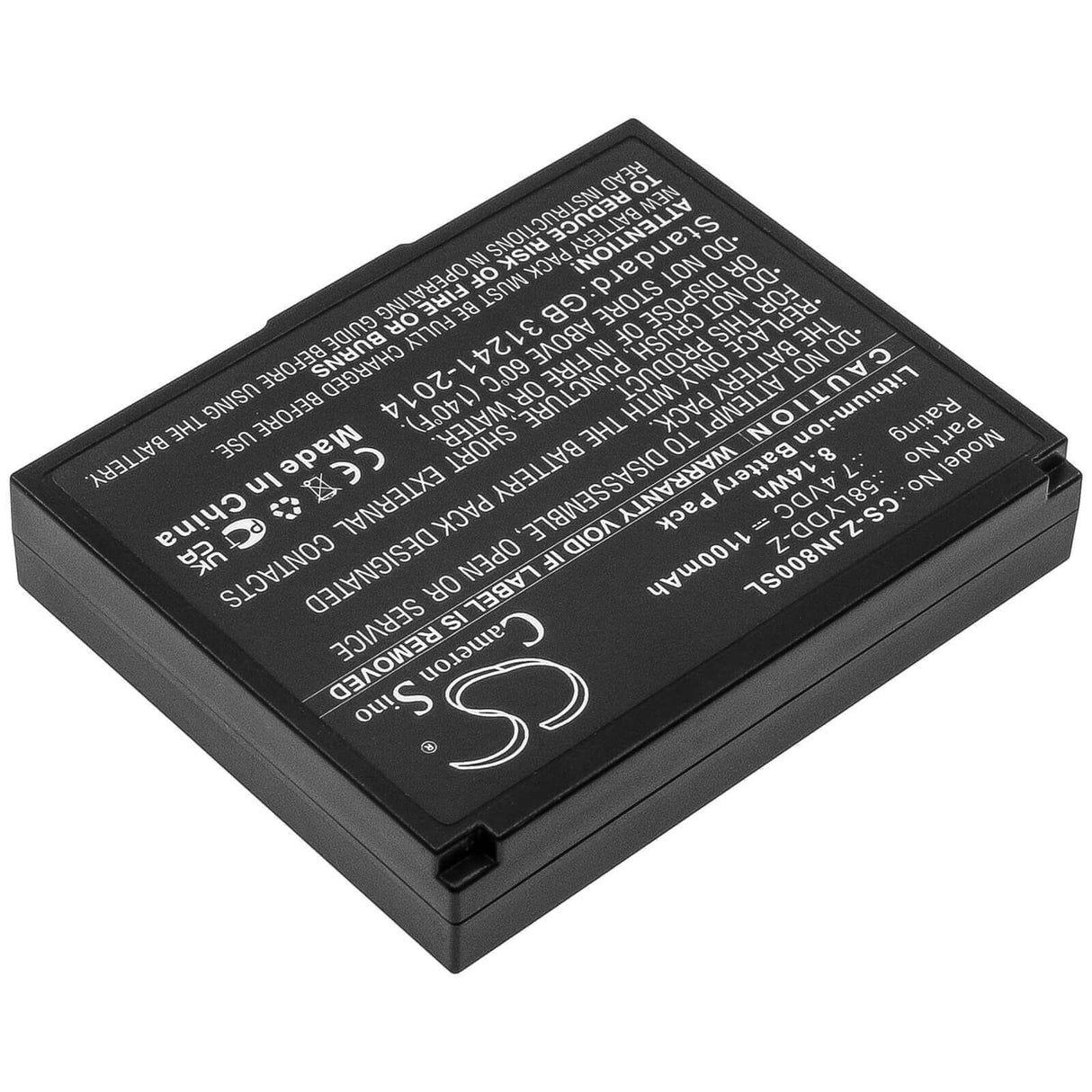 7.4V, Li-ion, 1100mAh, Batterie d'imprimante portable compatible avec Zjiang, 58lydd-z, Zj-5802, Zj-8001, 8.14Wh Imprimante portable Cameron Sino Technology Limited