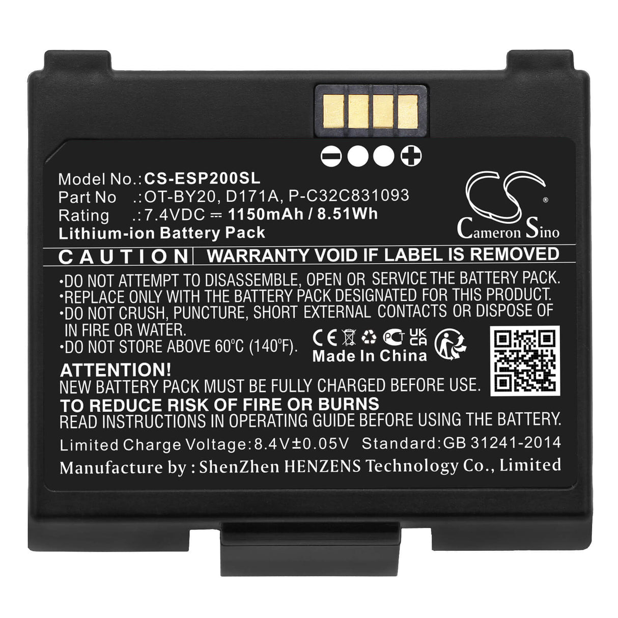 7.4V, Li-ion, 1150mAh, Portable Printer battery fits Epson, 2165069, Mobilink Tm-p20ii, Tmp20, 8.51Wh Portable Printer Cameron Sino Technology Limited