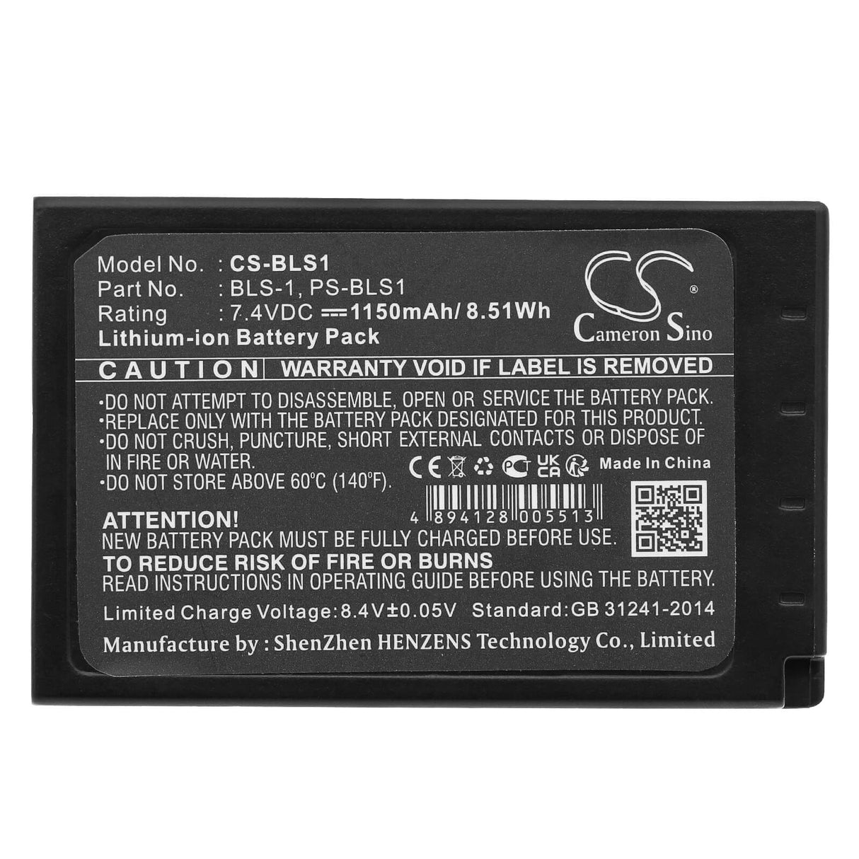 7.4V, Li-ion, 1150mAh, Camera battery fits Olympus, Bls-1, E-400, E-410, 8.51Wh Camera Cameron Sino Technology Limited (Camera)