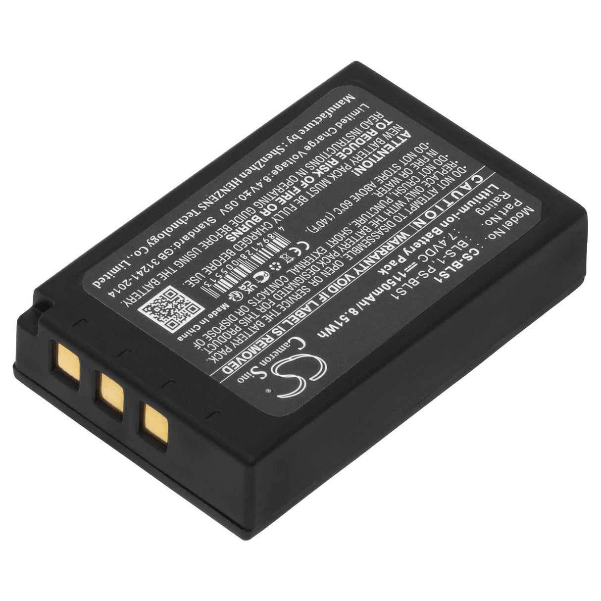 7.4V, Li-ion, 1150mAh, Camera battery fits Olympus, Bls-1, E-400, E-410, 8.51Wh Camera Cameron Sino Technology Limited (Camera)