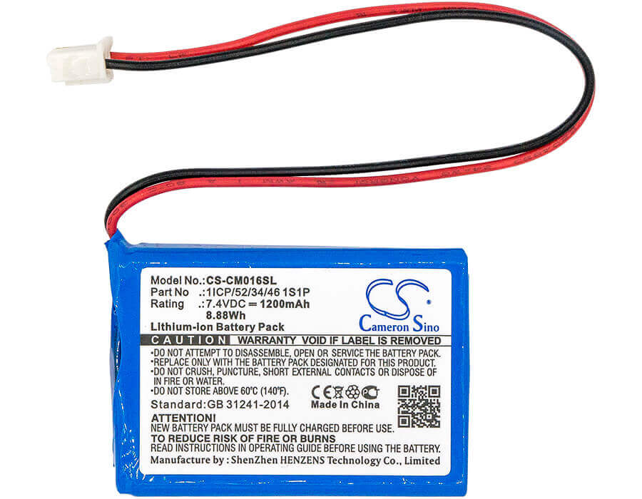 7,4V, Li-ion, 1200mAh, Batterie Pack batterie convient à Custom Battery Pack, 2icp/52/34/46 1s2p, 8,88Wh Batterie Pack Cameron Sino Technology Limited