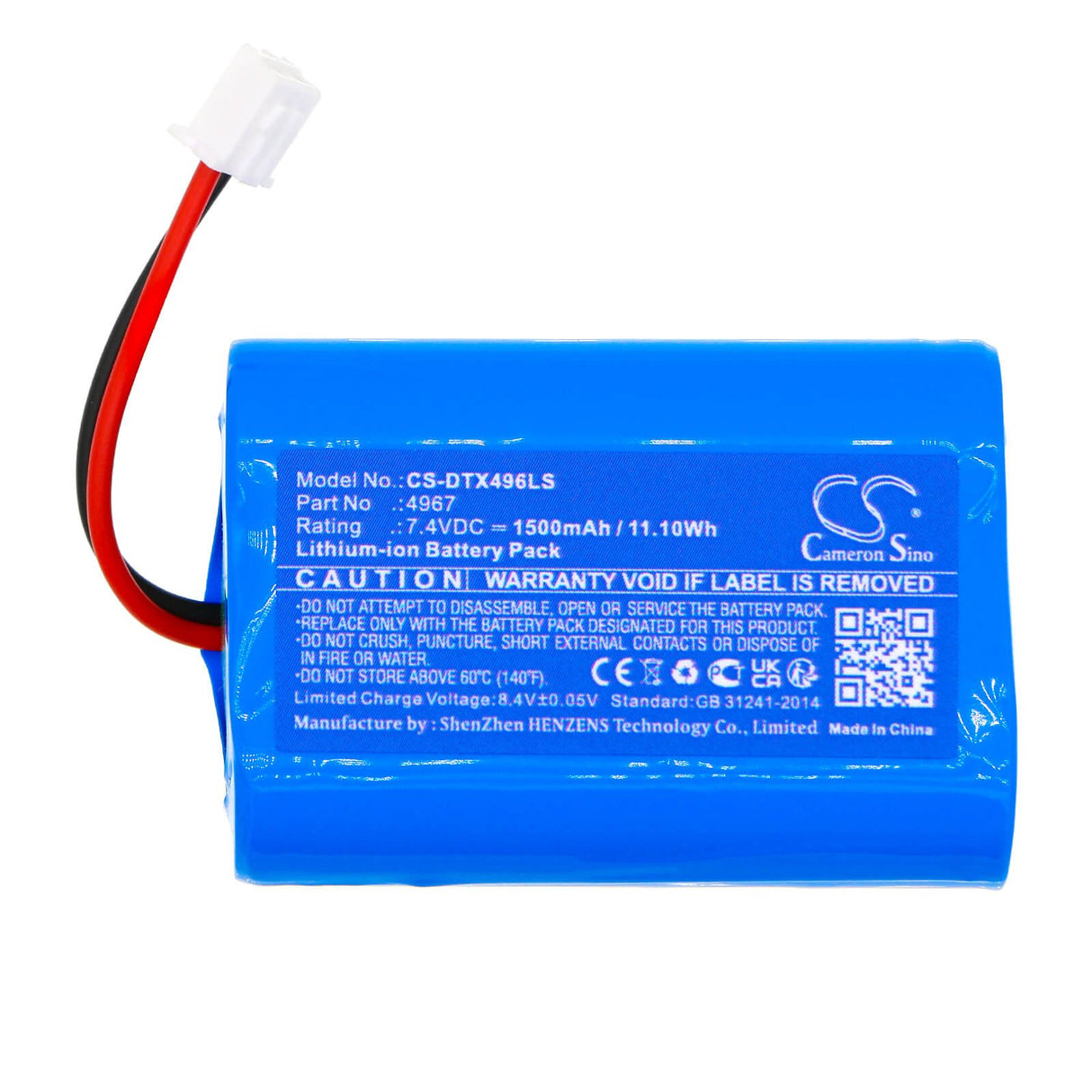 7.4V, Li-ion, 1500mAh, Batterie d'éclairage de secours compatible avec Dotlux, 4967, Flashground, Flashwall, 11.10Wh Éclairage de secours Cameron Sino Technology Limited