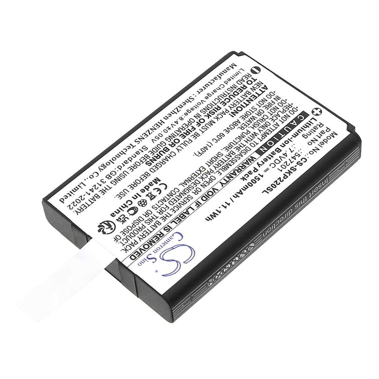 7.4V, Li-ion, 1500mAh, Portable Printer battery fits Sewoo, 547201, Lk-p22, Lk-p24, 11.1Wh Portable Printer Cameron Sino Technology Limited