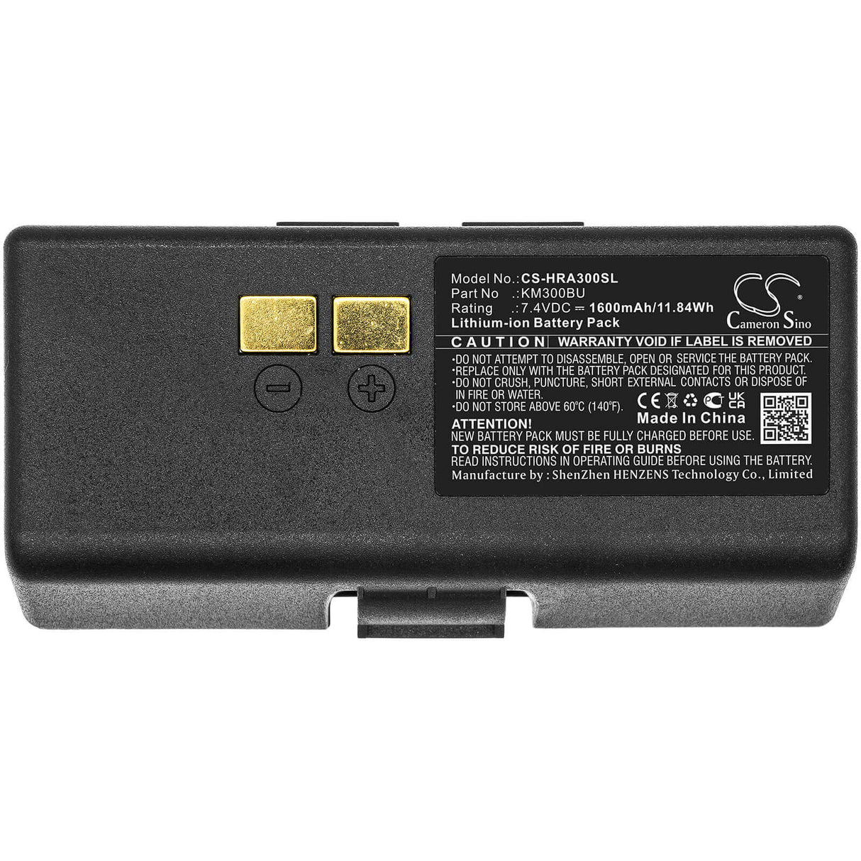 7,4V, Li-ion, 1600mAh, Batterie d'imprimante portable compatible avec Hprt, Km300bu, A300, A318, 11,84Wh Imprimante portable Cameron Sino Technology Limited