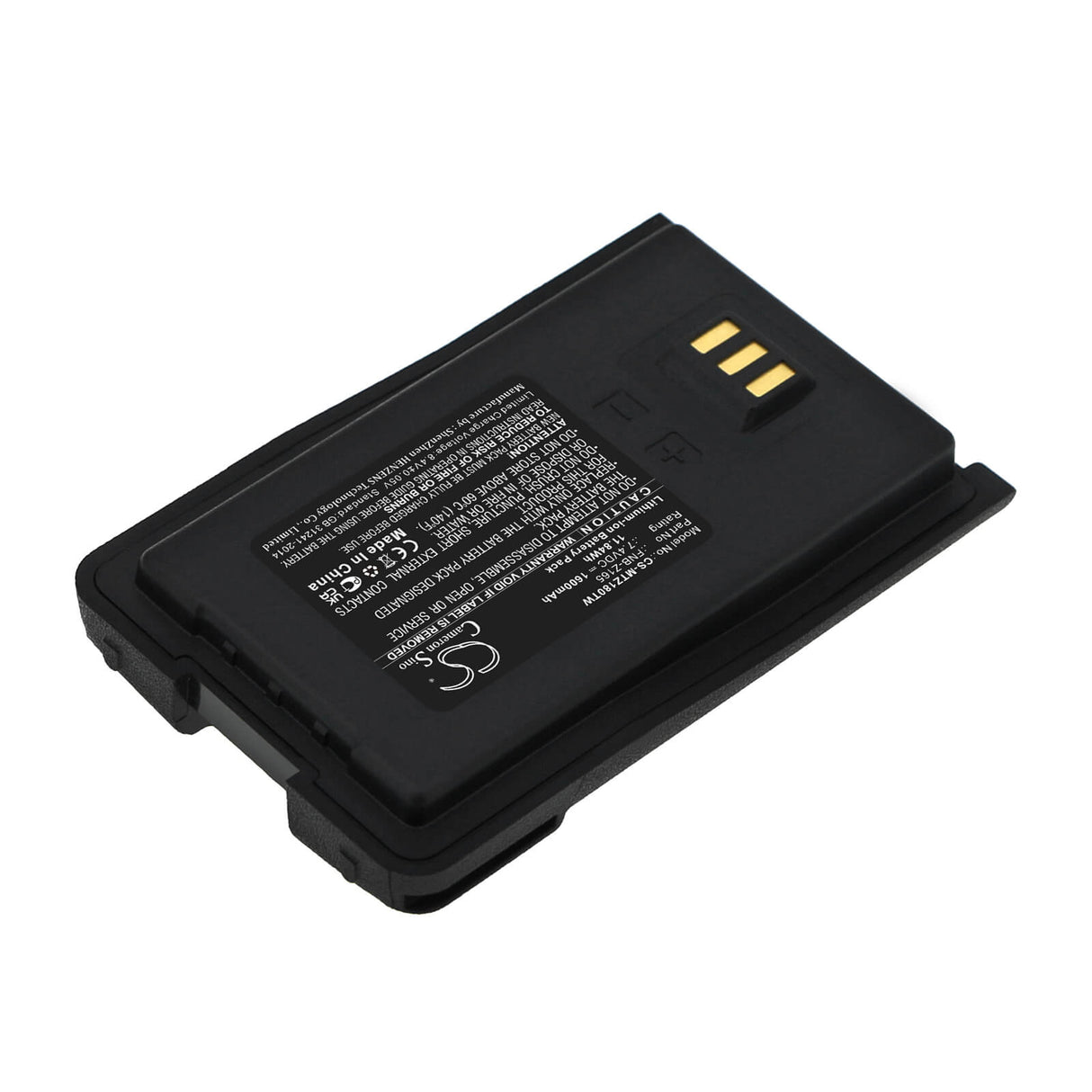 7.4V, Li-ion, 1600mAh, Two-Way Radio battery fits Motorola, Fnb-z165, Vz-10, Vz-12, 11.84Wh Two-Way Radio Cameron Sino Technology Limited