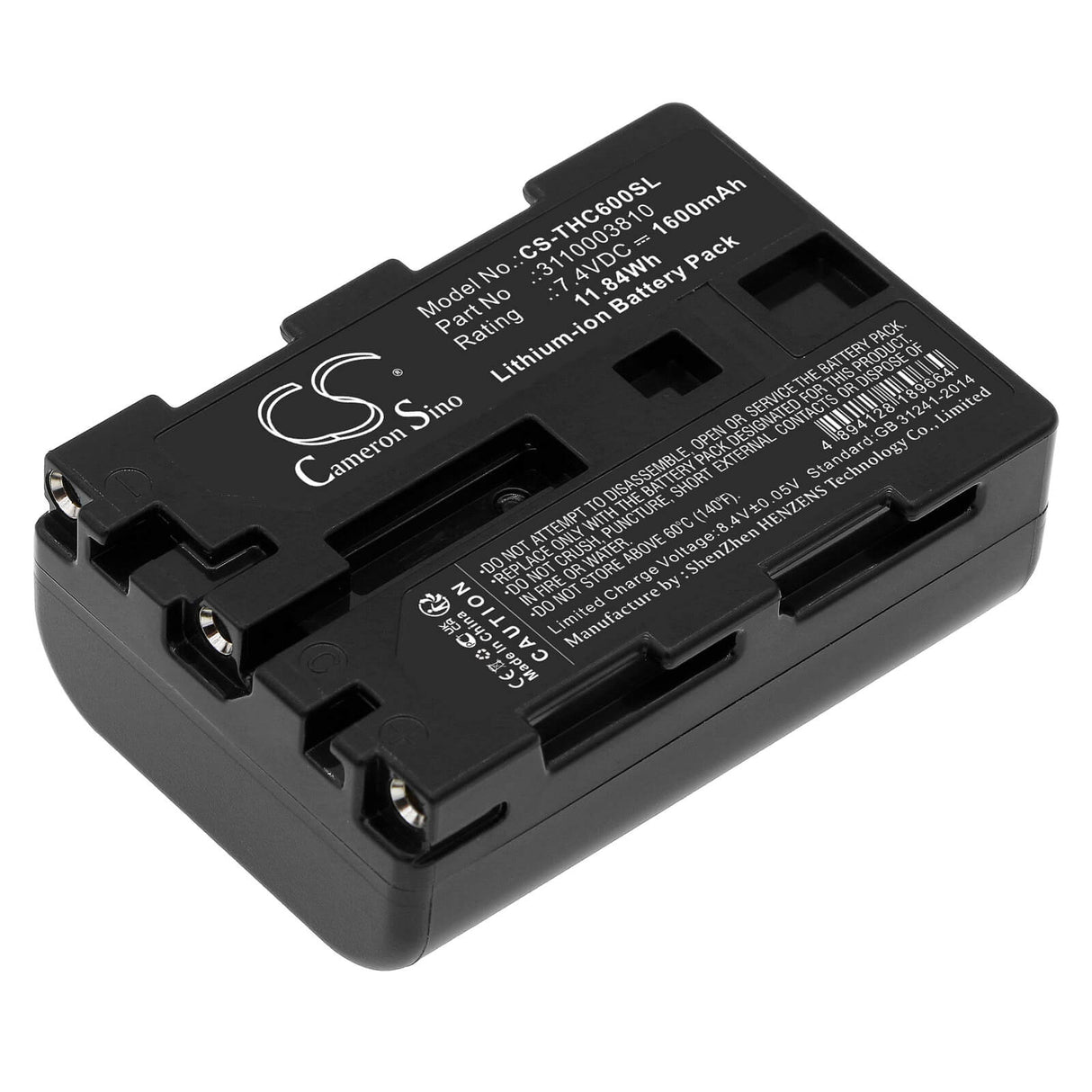 7.4V, Li-ion, 1600mAh, Batterie de caméra thermique compatible avec Trotech, 3110003810, Ic100, Ic120, 11.84Wh Caméra thermique Cameron Sino Technology Limited