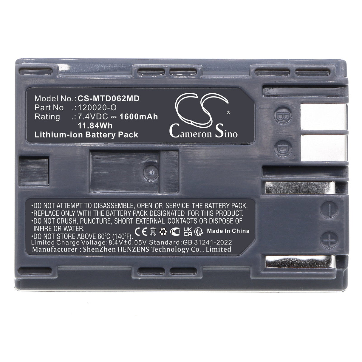 7.4V, Li-ion, 1600mAh, Medical battery fits Mortara, F1559, Monitor Surveyor S4, 11.84Wh Medical Cameron Sino Technology Limited (Medical)