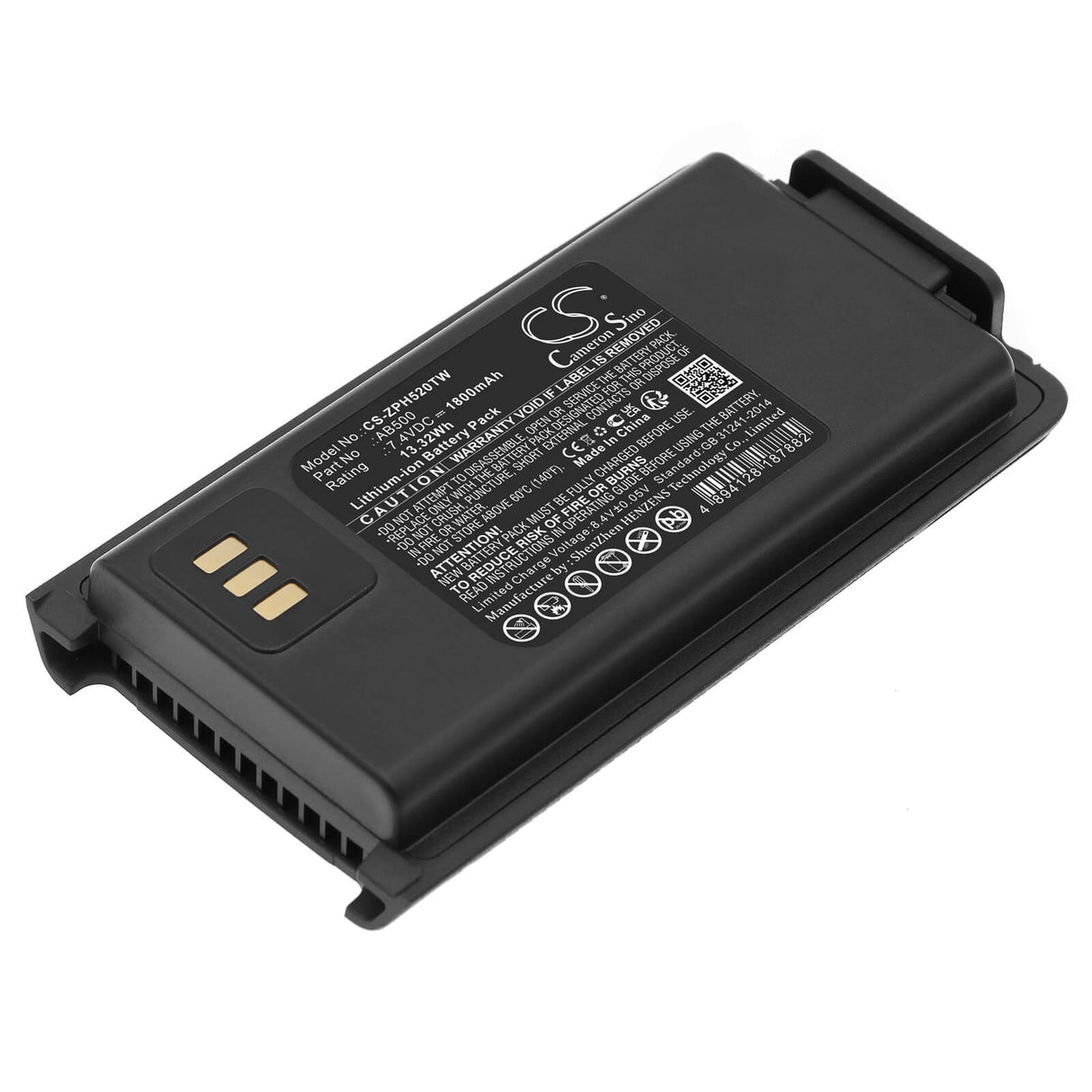 7.4V, Li-ion, 1800mAh, Two-Way Radio battery fits Zte, Ab500, Ph500, Ph520, 13.32Wh Two-Way Radio Cameron Sino Technology Limited