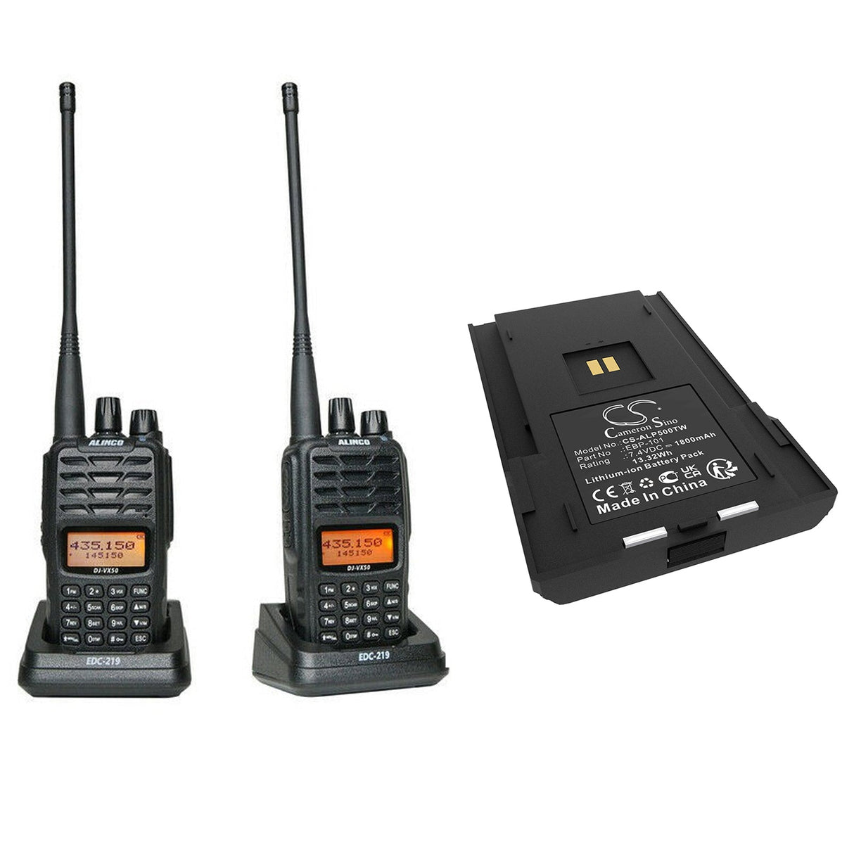 7.4V, Li-ion, 1800mAh, Two-Way Radio battery fits Alinco, Dj-pax4, Dj-vx10, 13.32Wh Two-Way Radio Cameron Sino Technology Limited