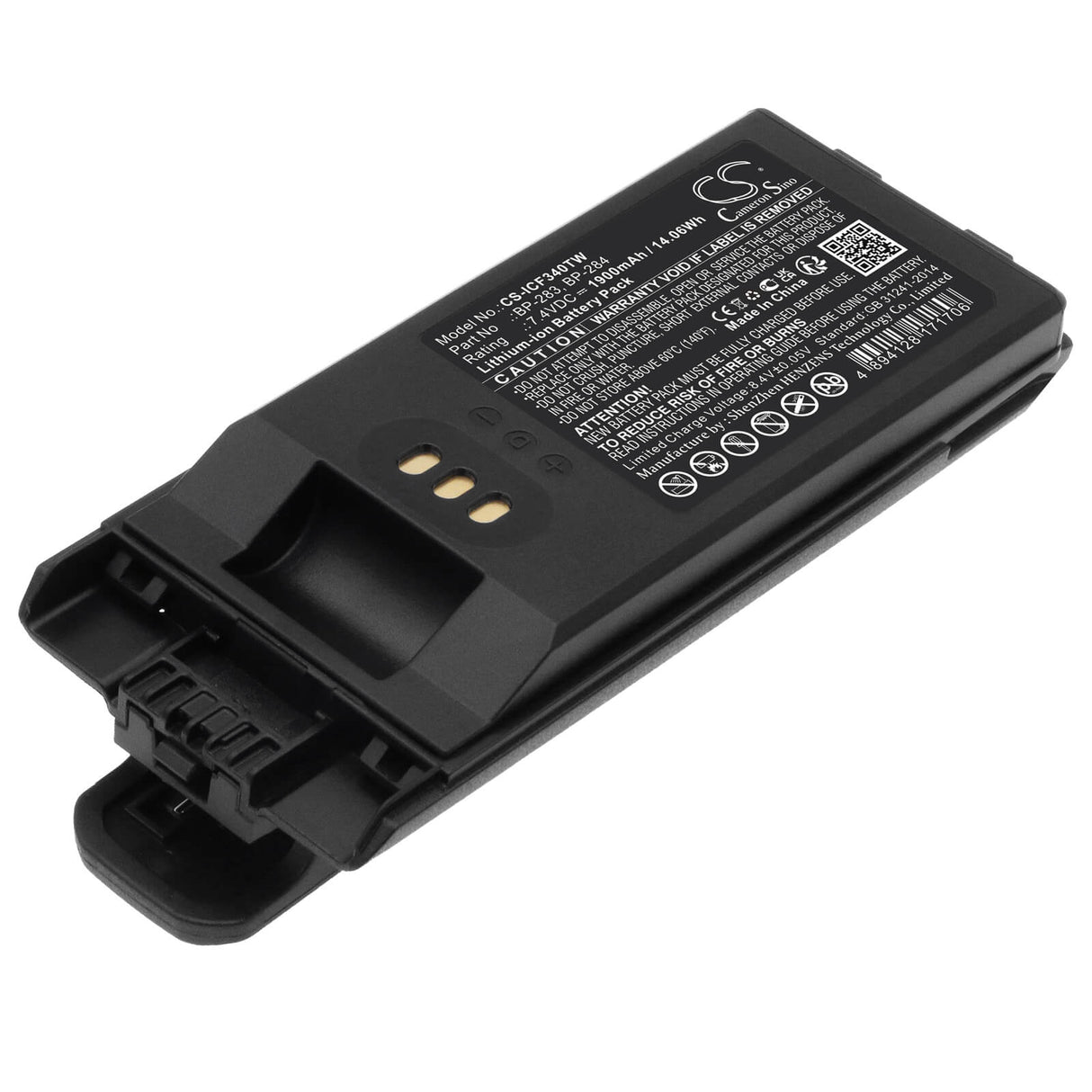 7.4V, Li-ion, 1900mAh, Two-Way Radio battery fits Icom, Bp-283, Ic-f3400, Ic-f3400d, 14.06Wh Two-Way Radio Cameron Sino Technology Limited