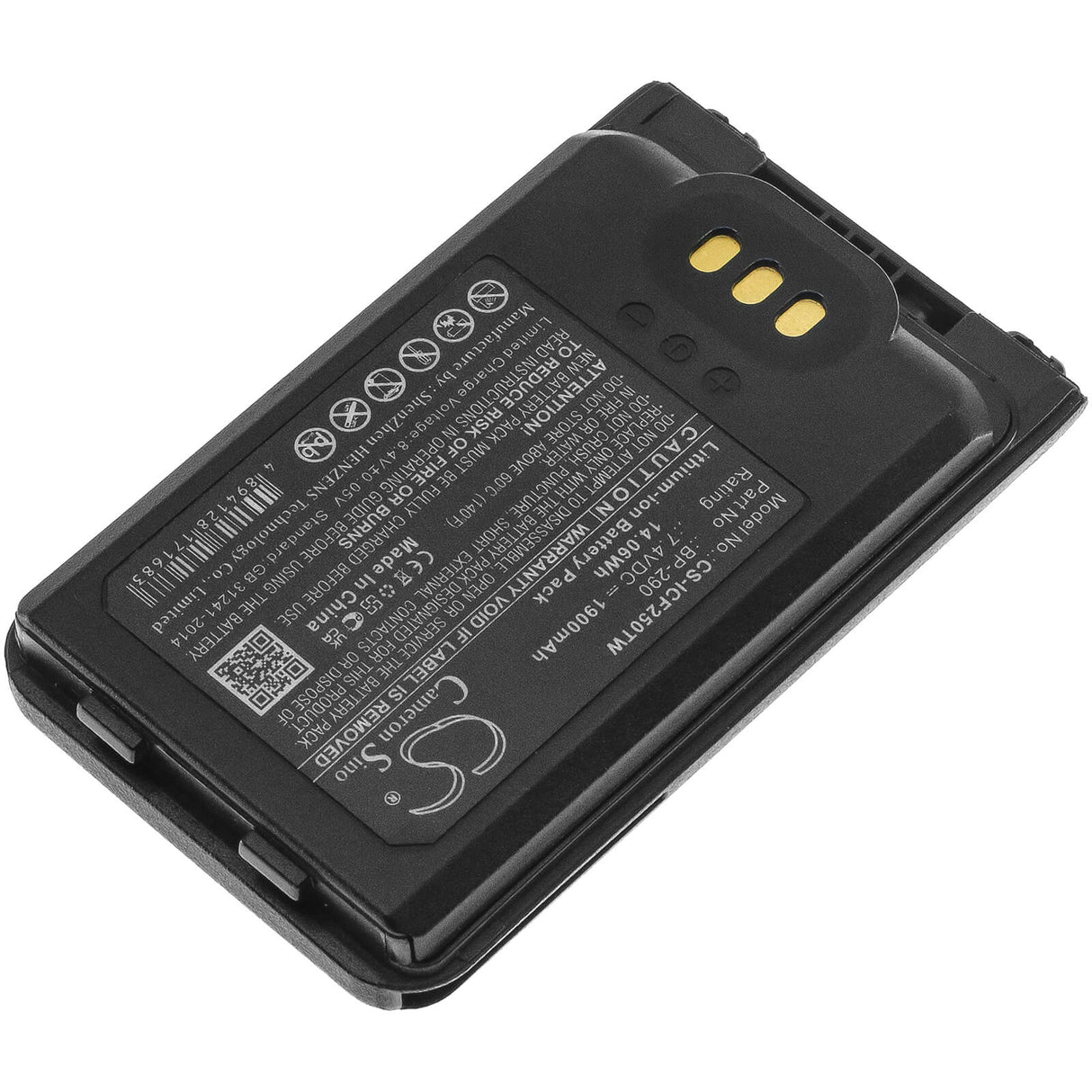 7.4V, Li-ion, 1900mAh, Two-Way Radio battery fits Icom, Bp-290, Ic-f52d, Ic-f62d, 14.06Wh Two-Way Radio Cameron Sino Technology Limited