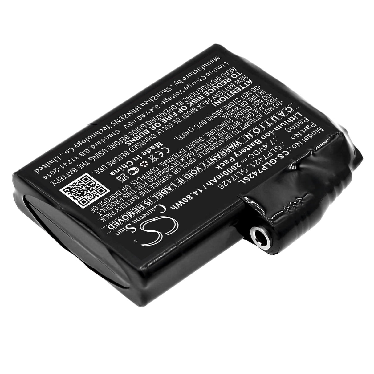 7.4V, Li-ion, 2000mAh, batterie pour vêtements chauffants compatible avec Glovii, Gli7426, Gj1, Gj1c, 14.8Wh Vêtements chauffants Cameron Sino Technology Limited