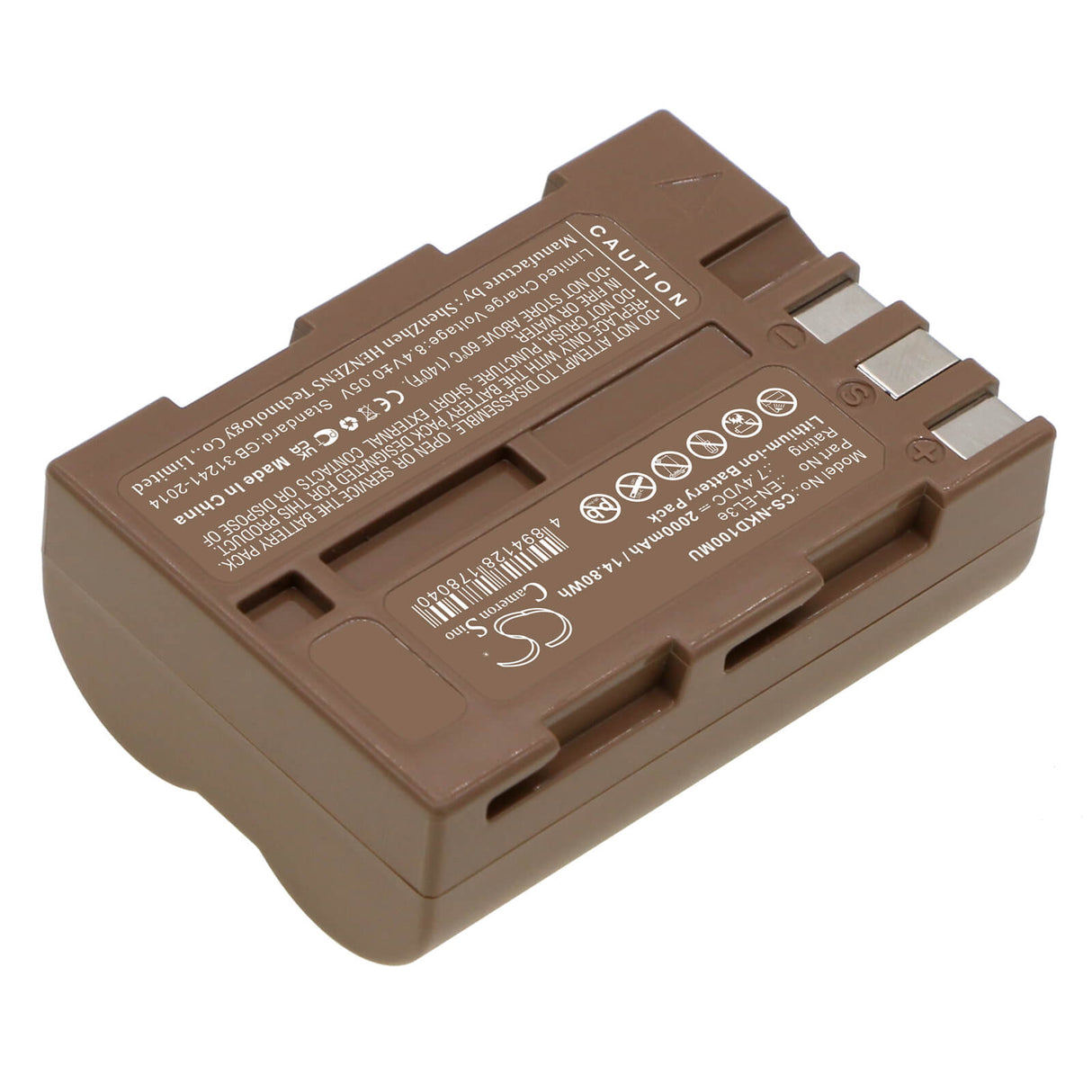 7.4V, Li-ion, 2000mAh, Camera battery fits Nikon, En-el3e, D100, D200, 14.8Wh Camera Cameron Sino Technology Limited (Camera)