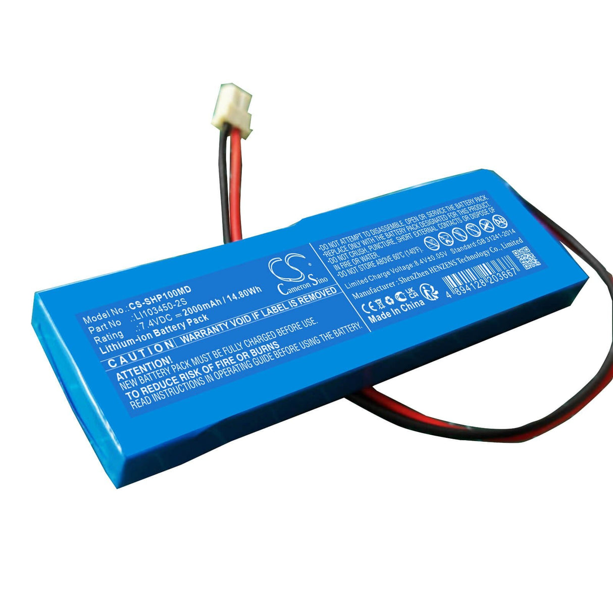 7.4v, Li-ion, 2000mah, Medical Battery Fits Schiller Argus Oxm C, Care Vision Hp100, 14.80wh Medical Cameron Sino Technology Limited (Medical)