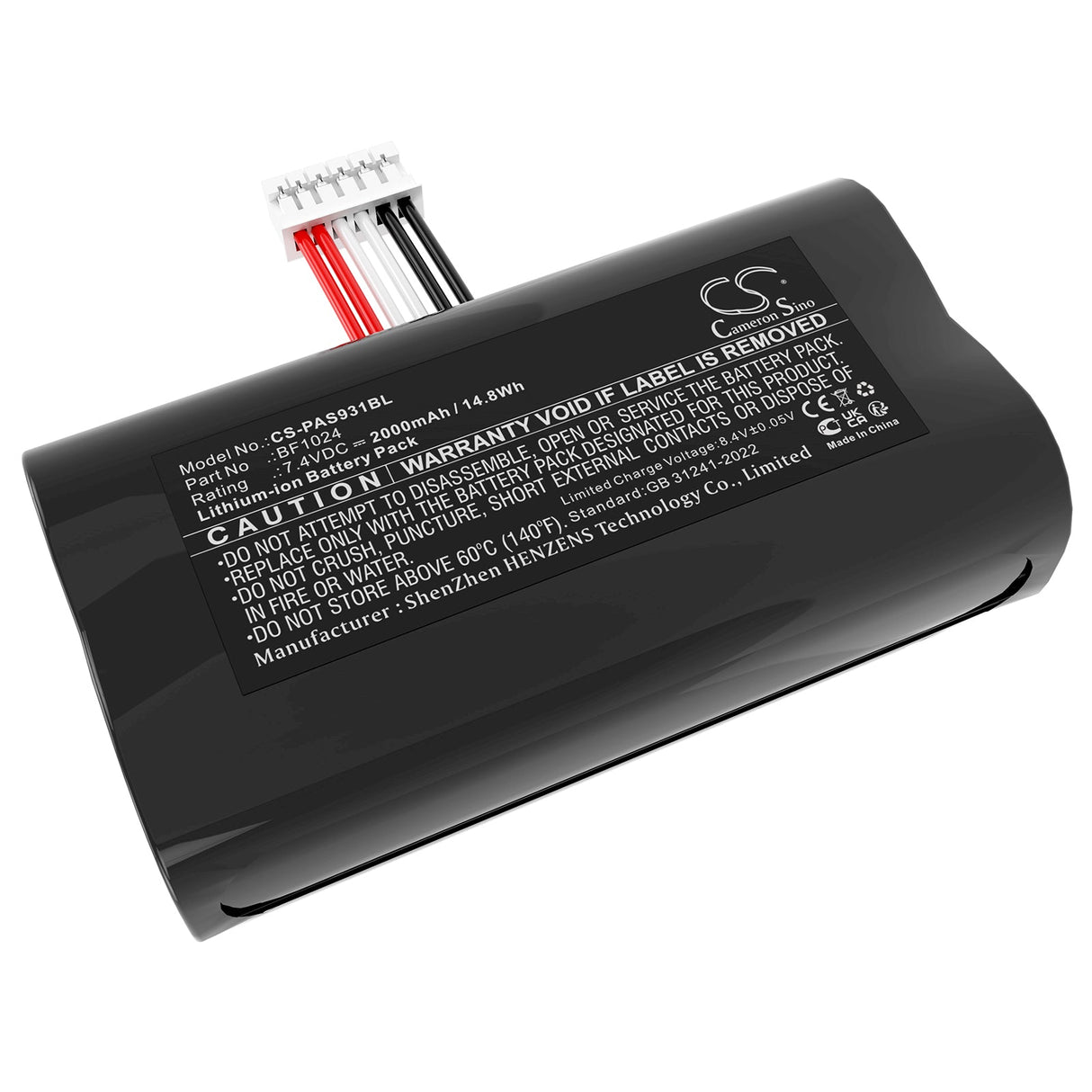 7.4V, Li-ion, 2000mAh, Batterie de terminal de paiement compatible Pax, A910, 14.8Wh Terminal de paiement Cameron Sino Technology Limited