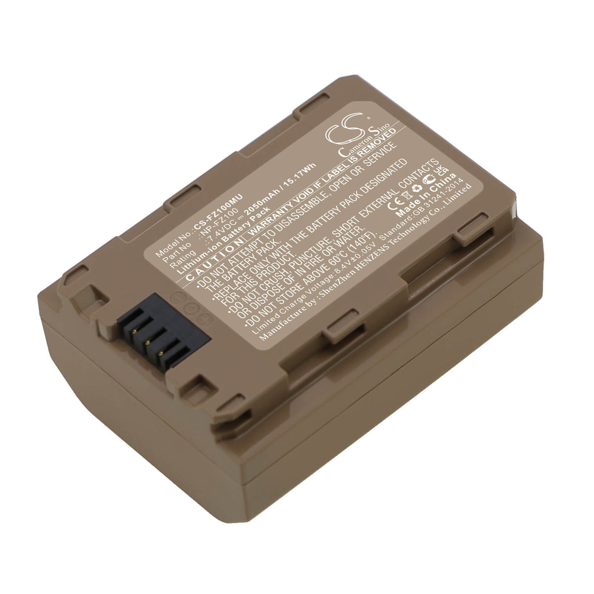 7.4V, Li-ion, 2050mAh, Camera battery fits Sony, Np-fz100, A7 Mark 3, A7r Mark 3, 15.17Wh Camera Cameron Sino Technology Limited (Camera)