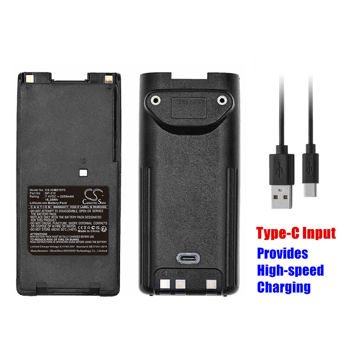 7.4V, Li-ion, 2200mAh, Two Way Radio battery fits Icom, Ic-a24, Ic-a24e, 16.28Wh Two-Way Radio Cameron Sino Technology Limited
