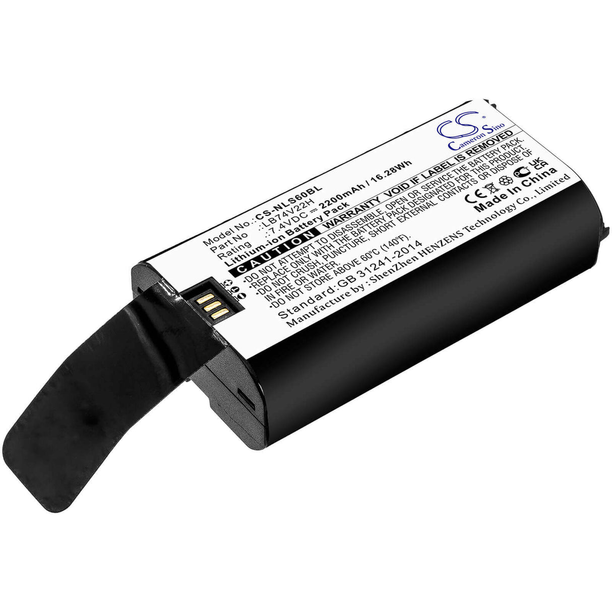 7.4V, Li-ion, 2200mAh, batterie de terminal de paiement compatible avec Newland, Lb74v22h, Sp60, Spg7, 16.28Wh Terminal de paiement Cameron Sino Technology Limited