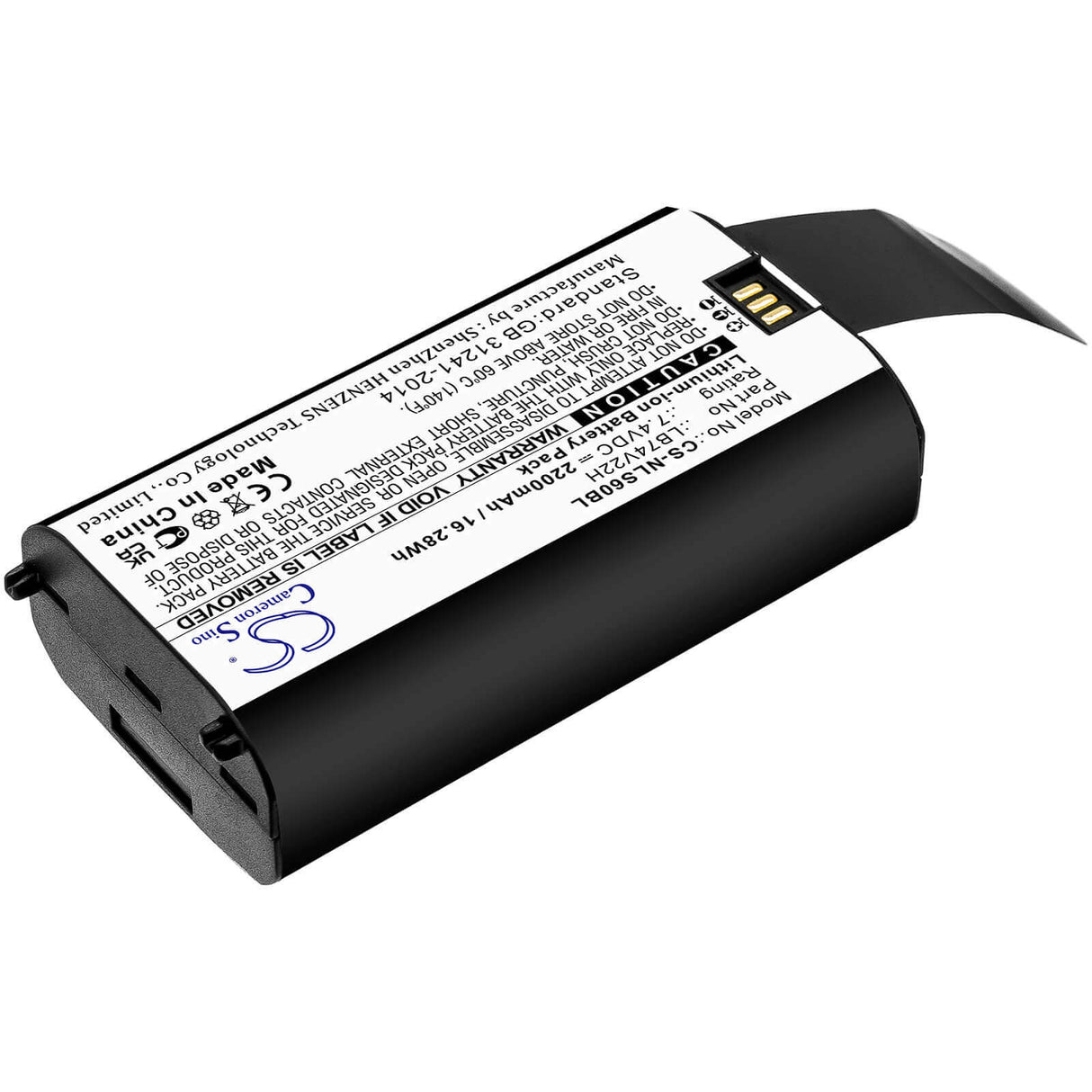 7.4V, Li-ion, 2200mAh, batterie de terminal de paiement compatible avec Newland, Lb74v22h, Sp60, Spg7, 16.28Wh Terminal de paiement Cameron Sino Technology Limited