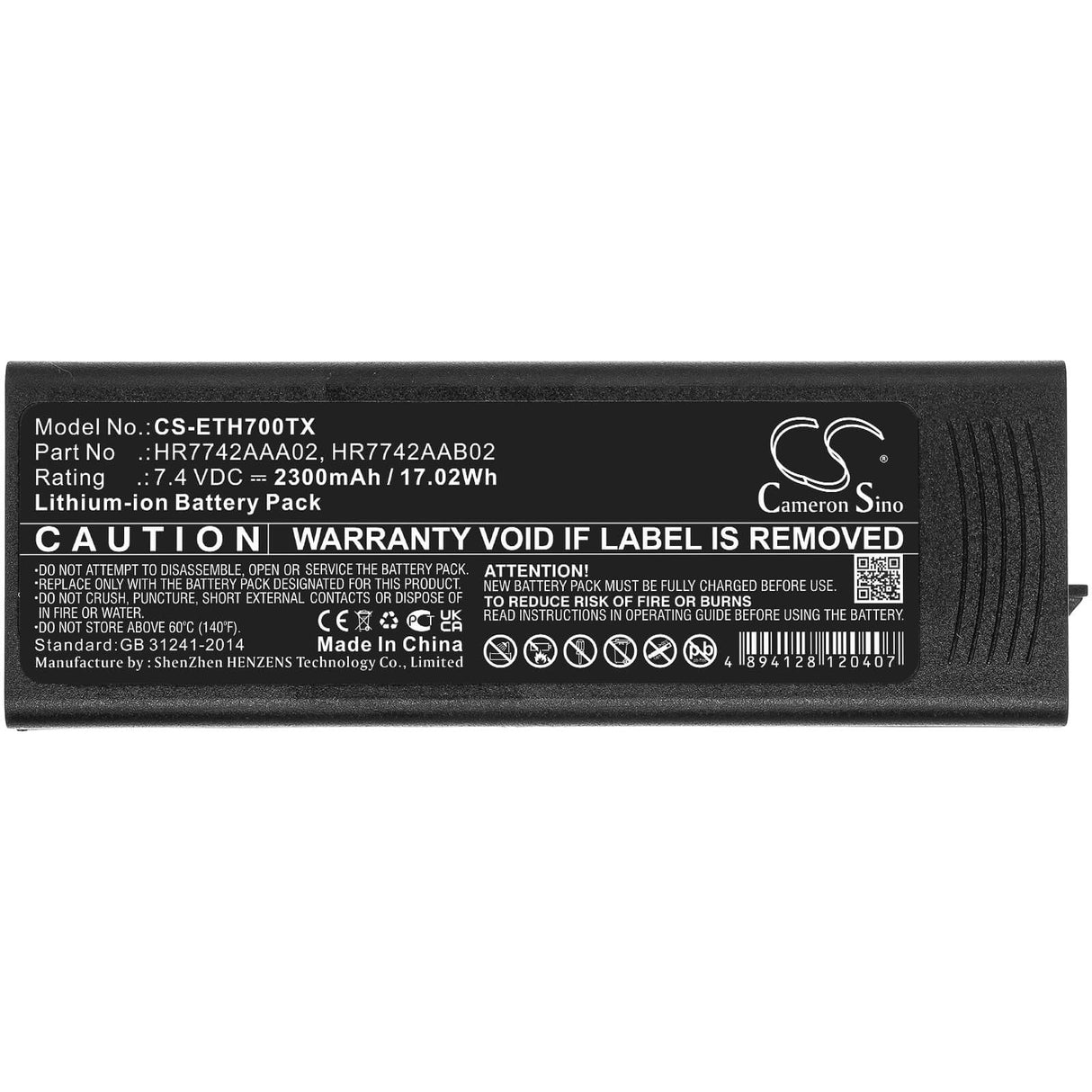 7.4V, Li-ion, 2300mAh, Two-Way Radio battery fits Eads, Cassidian, Hr7742aaa02, P3g, Tph700, 17.02Wh Two-Way Radio Cameron Sino Technology Limited