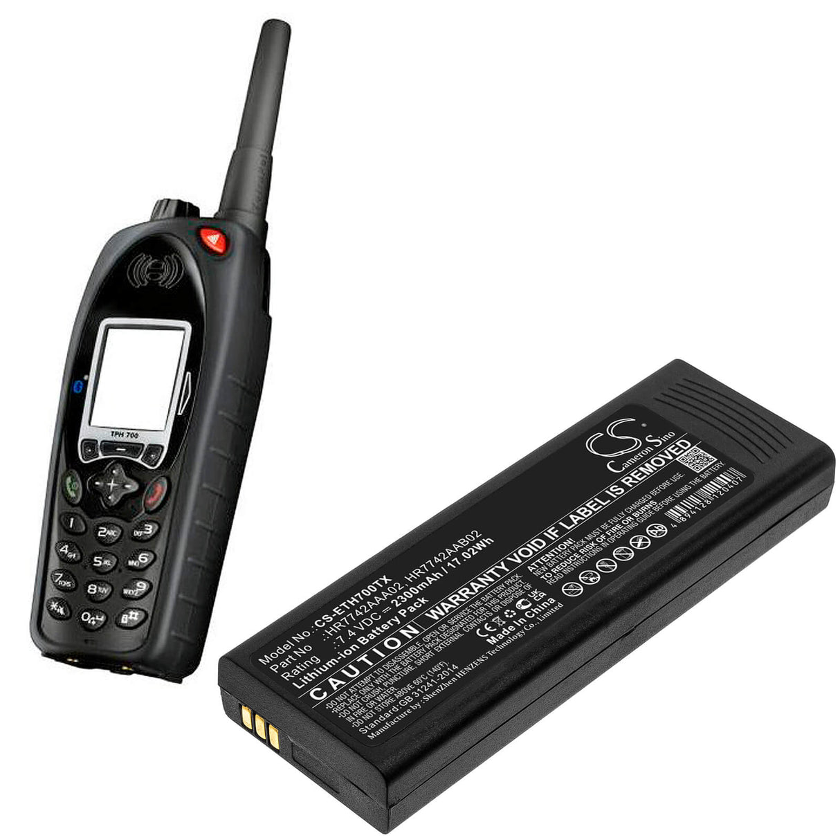 7.4V, Li-ion, 2300mAh, Two-Way Radio battery fits Eads, Cassidian, Hr7742aaa02, P3g, Tph700, 17.02Wh Two-Way Radio Cameron Sino Technology Limited