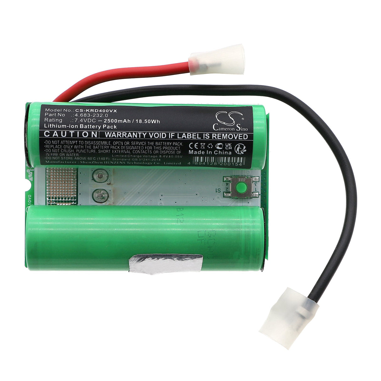 7.4V, Li-ion, 2500mAh, Batterie de grattoir à glace compatible avec Karcher, Edi 4, Edi 4 Grattoir électrique à glace, 18.50Wh Grattoir à glace Cameron Sino Technology Limited