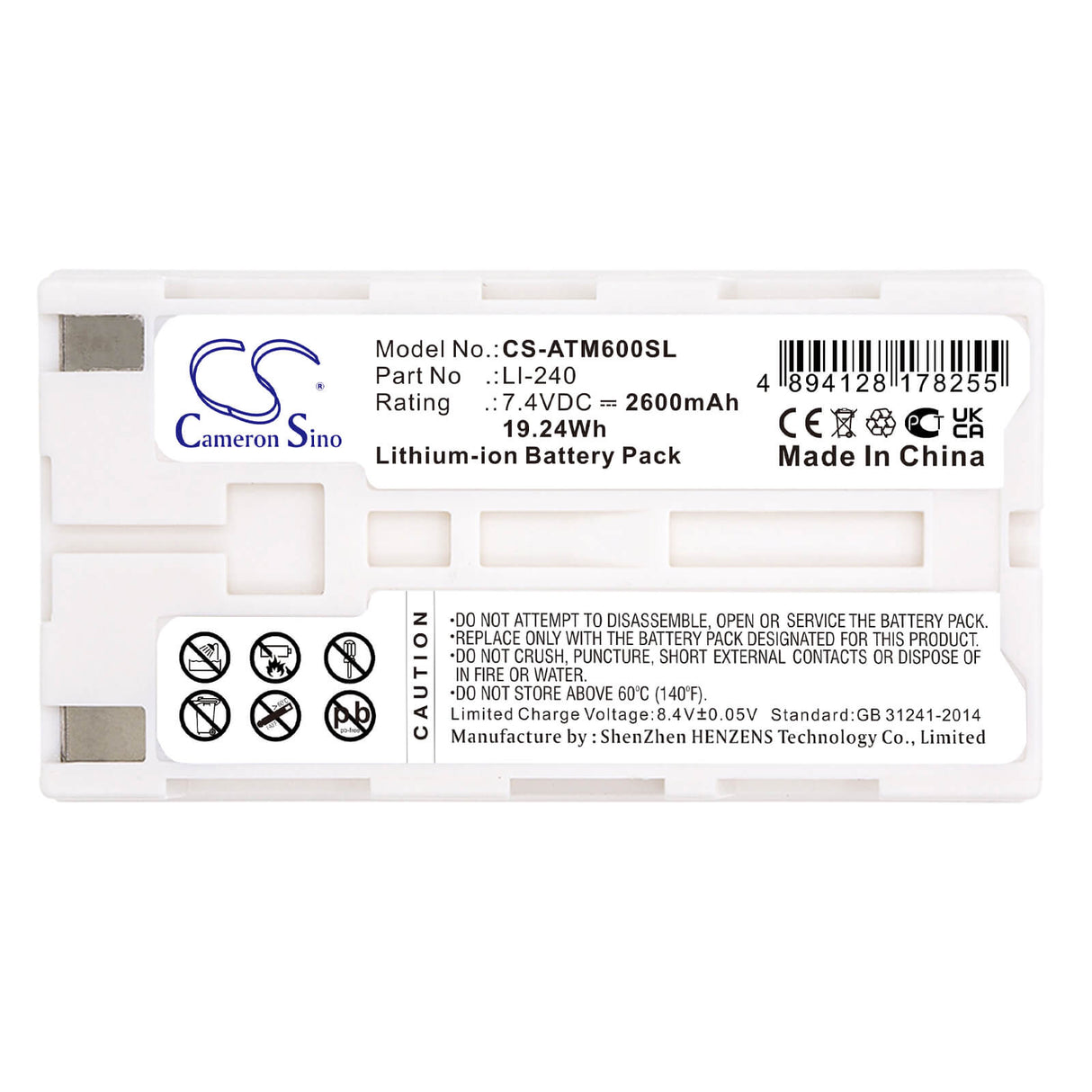 7.4V, Li-ion, 2600mAh, Batterie de téléphone sans fil adaptée à Audio-technica, Li-240, Atcs-m60, Atuc-irdu, 19.24Wh Téléphone sans fil Cameron Sino Technology Limited (Téléphone sans fil)