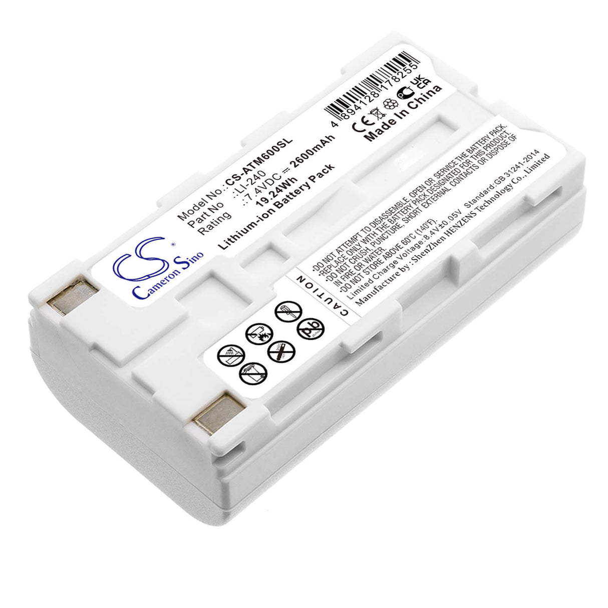7.4V, Li-ion, 2600mAh, Batterie de téléphone sans fil adaptée à Audio-technica, Li-240, Atcs-m60, Atuc-irdu, 19.24Wh Téléphone sans fil Cameron Sino Technology Limited (Téléphone sans fil)