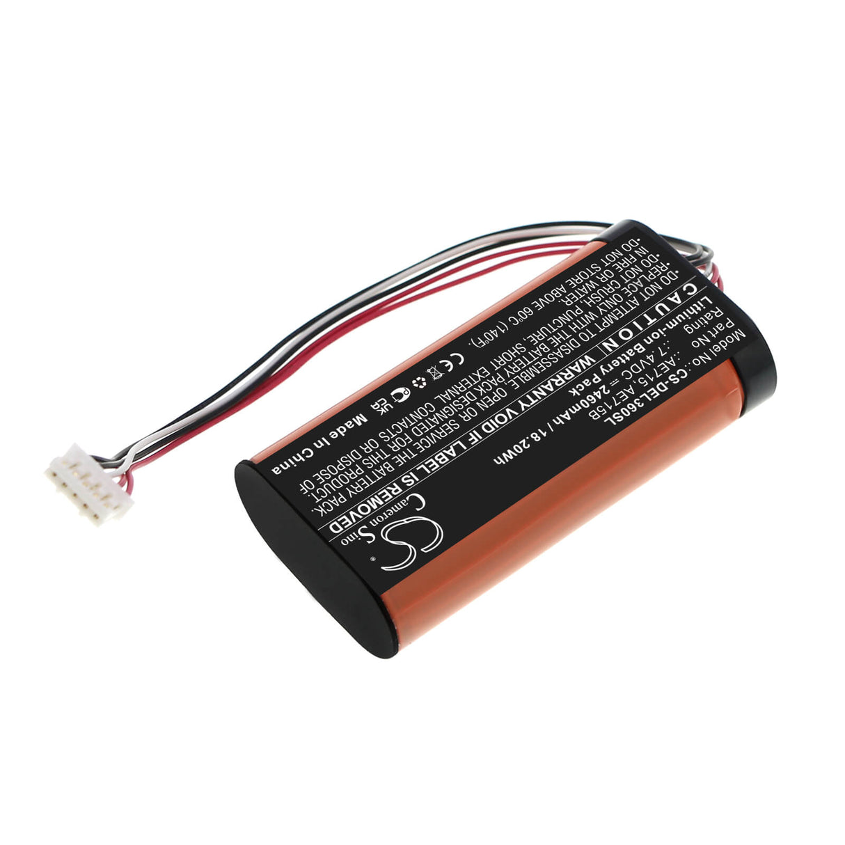 7.4V, Li-ion, 2460mAh, Batterie de haut-parleur compatible avec Dell, Haut-parleur sans fil 360, 18.20Wh Haut-parleur Cameron Sino Technology Limited