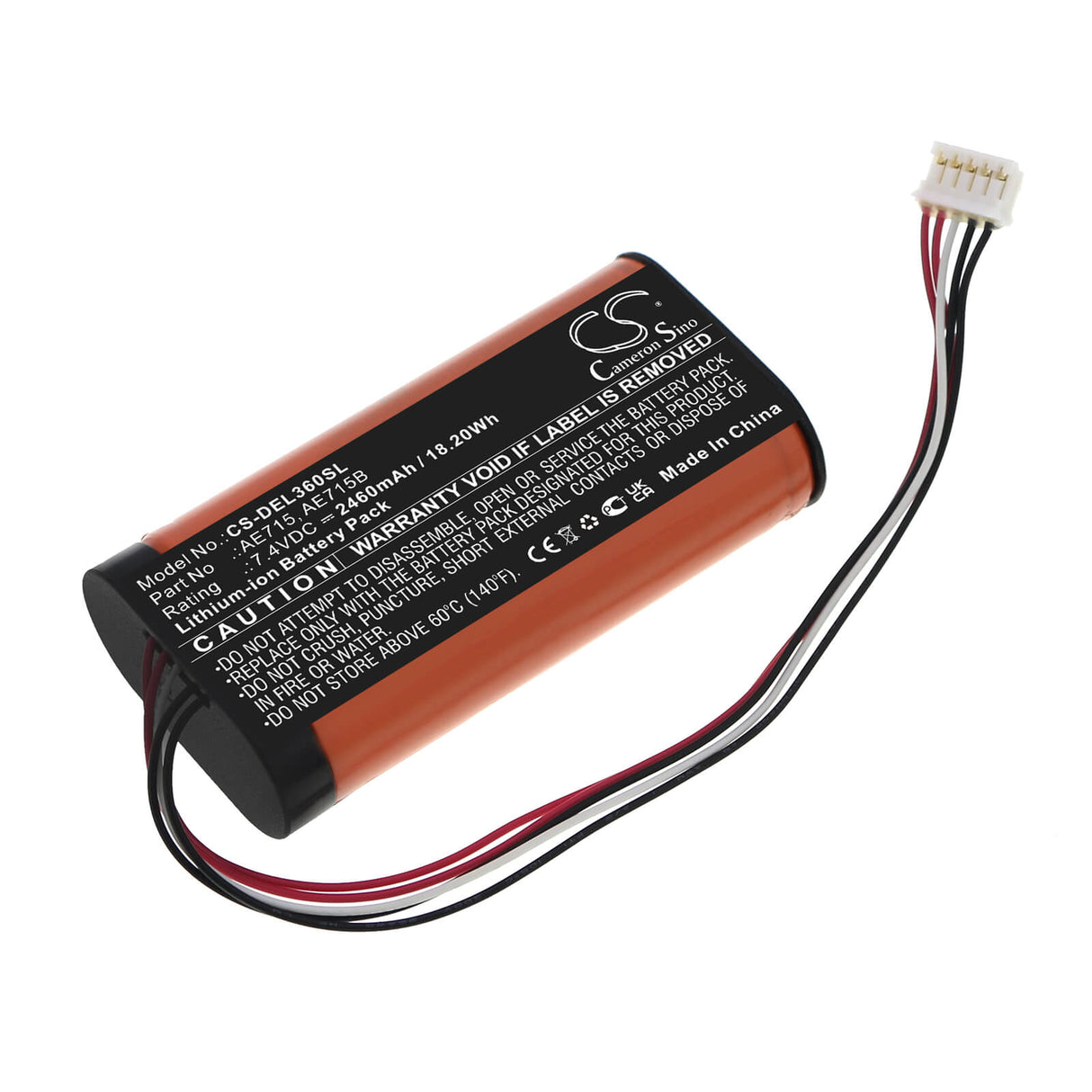 7.4V, Li-ion, 2460mAh, Batterie de haut-parleur compatible avec Dell, Haut-parleur sans fil 360, 18.20Wh Haut-parleur Cameron Sino Technology Limited