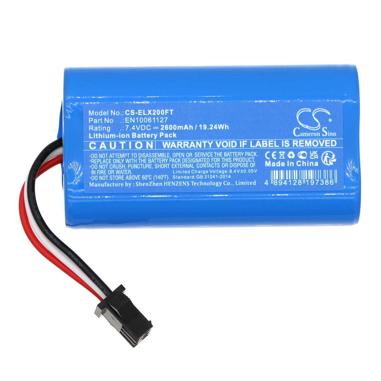 7,4V, Li-ion, 2600mAh, Batterie de lampe de poche compatible avec Esylux, 30 006 06, Slp-2, 19,24Wh Lampe de poche Cameron Sino Technology Limited