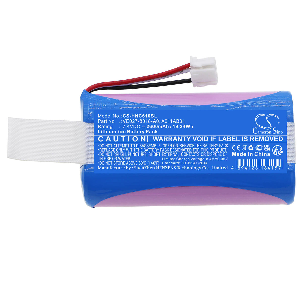 7.4V, Li-ion, 2600mAh, Tablet battery fits Intermec, A011ab01, 1011cm01, Cv61, 19.24Wh Tablet Cameron Sino Technology Limited